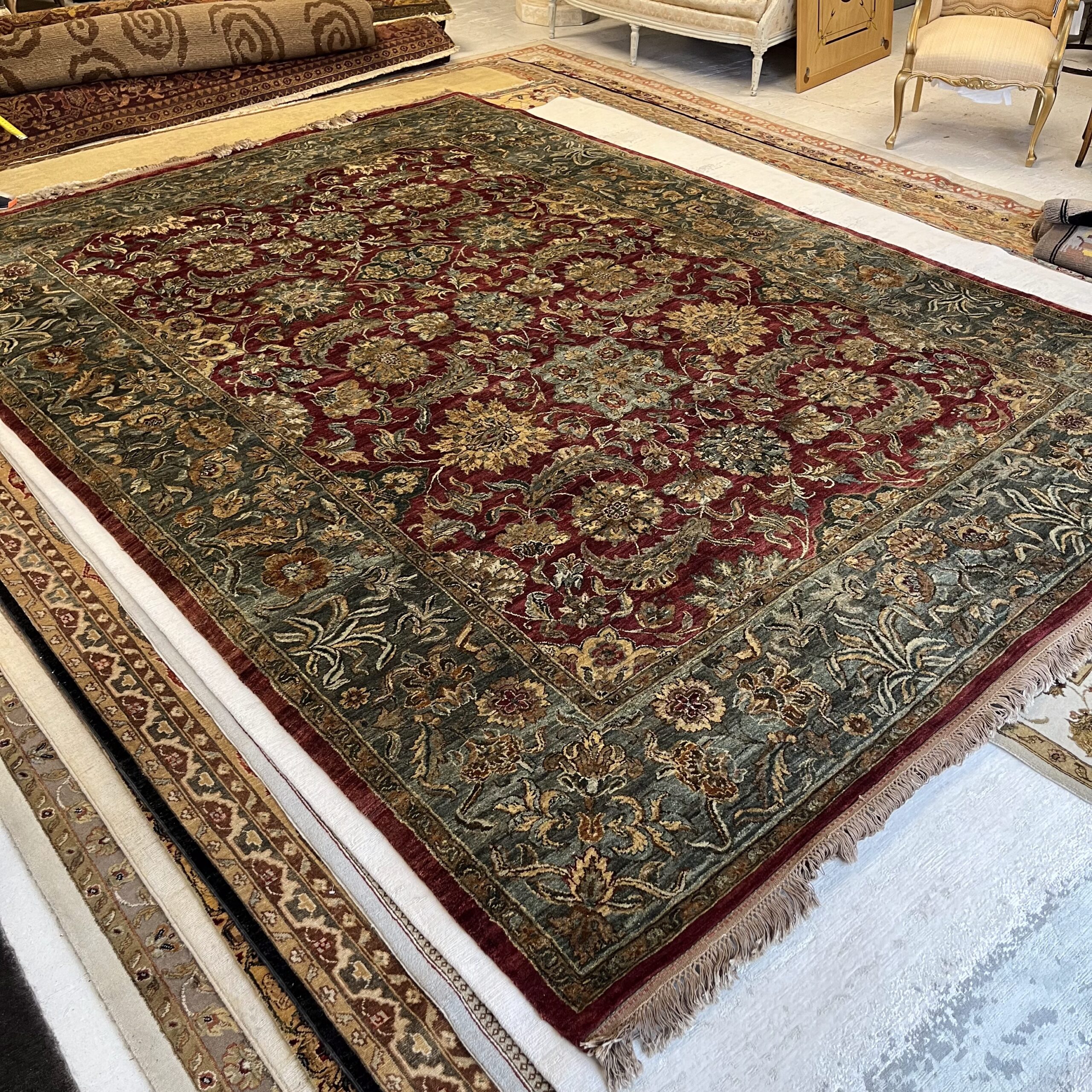 Vintage Red &amp; Green Rug - 8'9x12'2 - Coast Consignment