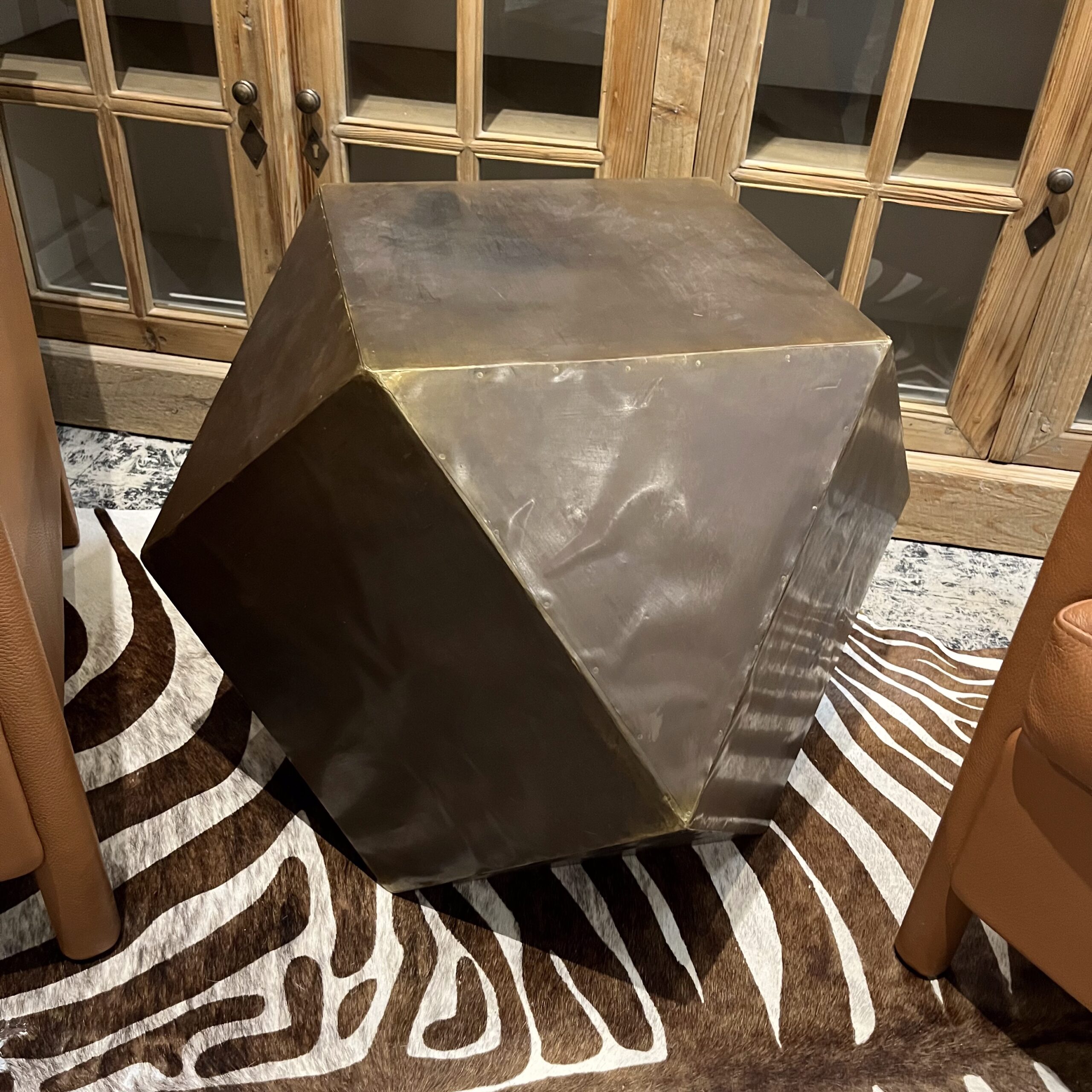 Safavieh Astrid Copper Faceted Side Table - Coast Consignment