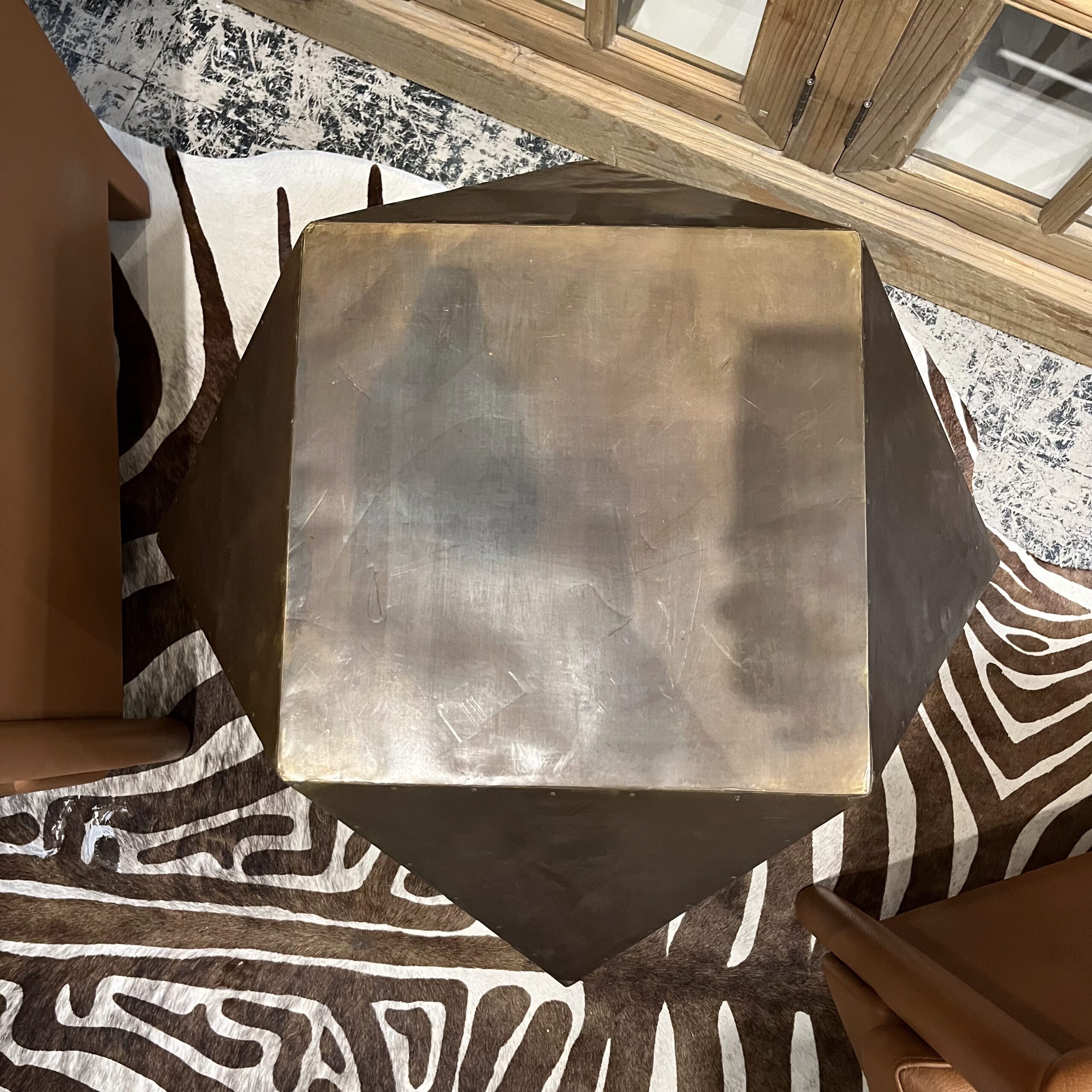 Safavieh Astrid Copper Faceted Side Table - Coast Consignment