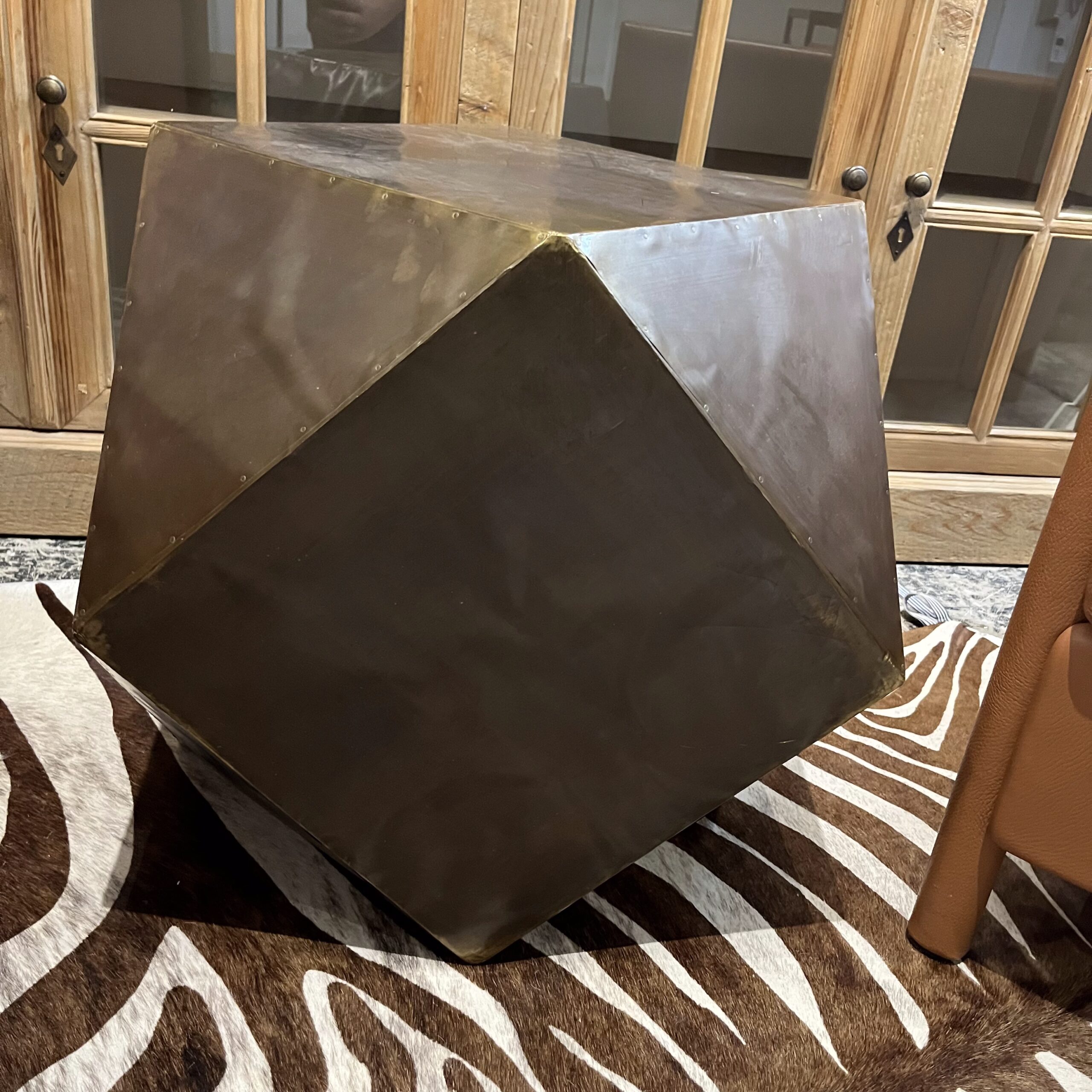 Safavieh Astrid Copper Faceted Side Table - Coast Consignment