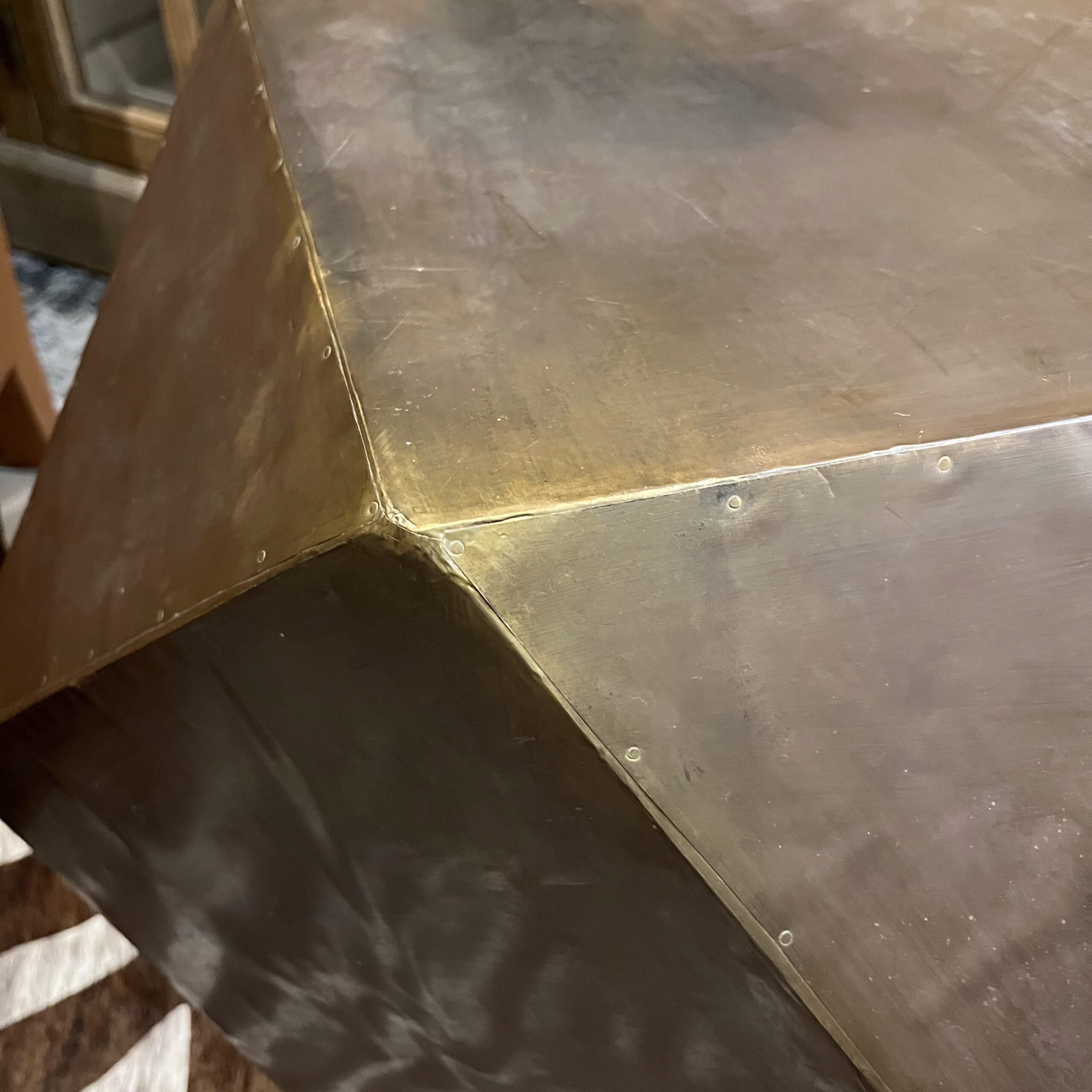 Safavieh Astrid Copper Faceted Side Table - Coast Consignment