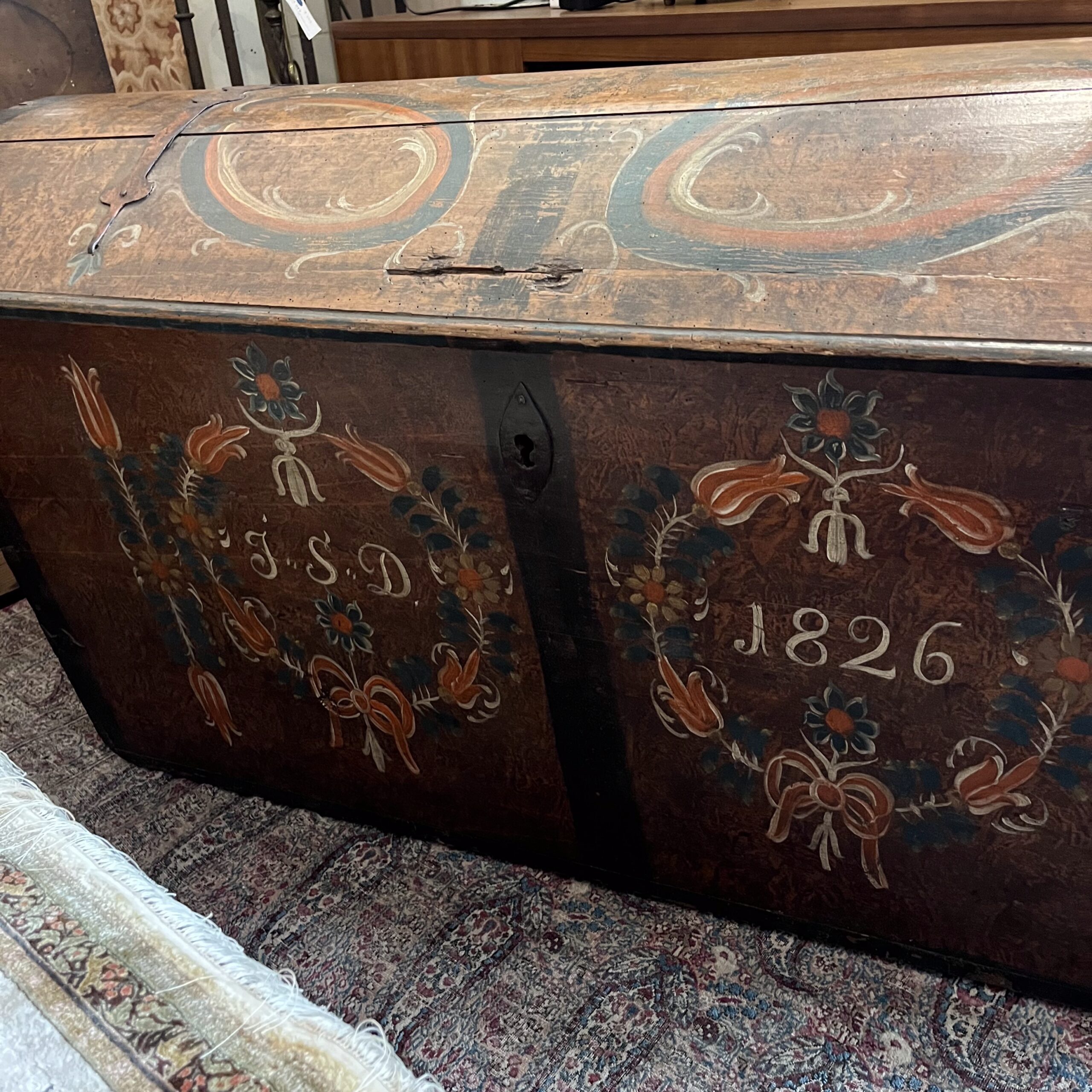 Antique Swedish Bridal Trunk - Coast Consignment