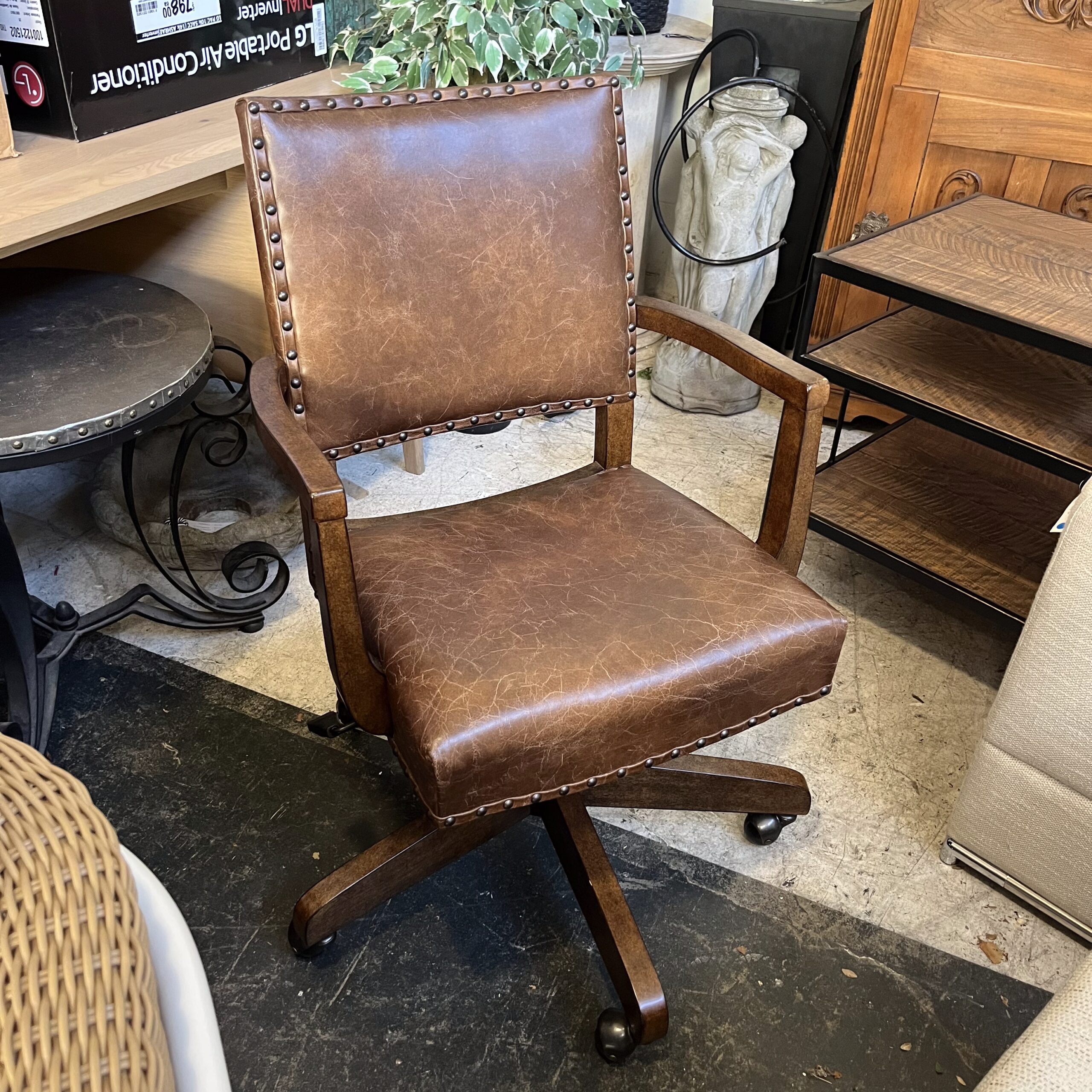 Pottery Barn 'Manchester' Leather Desk Chair - Coast Consignment