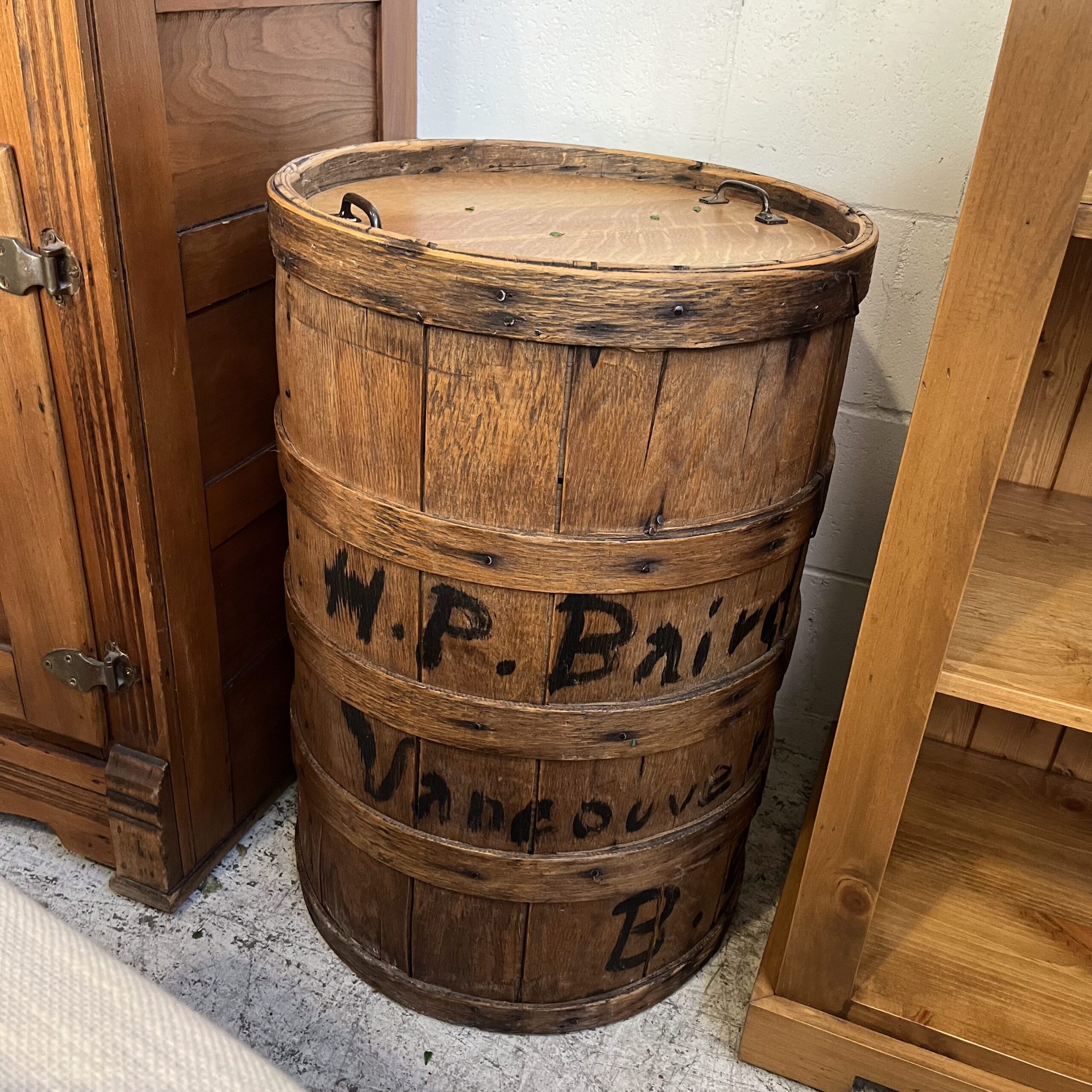 Antique Lidded Barrel - Coast Consignment