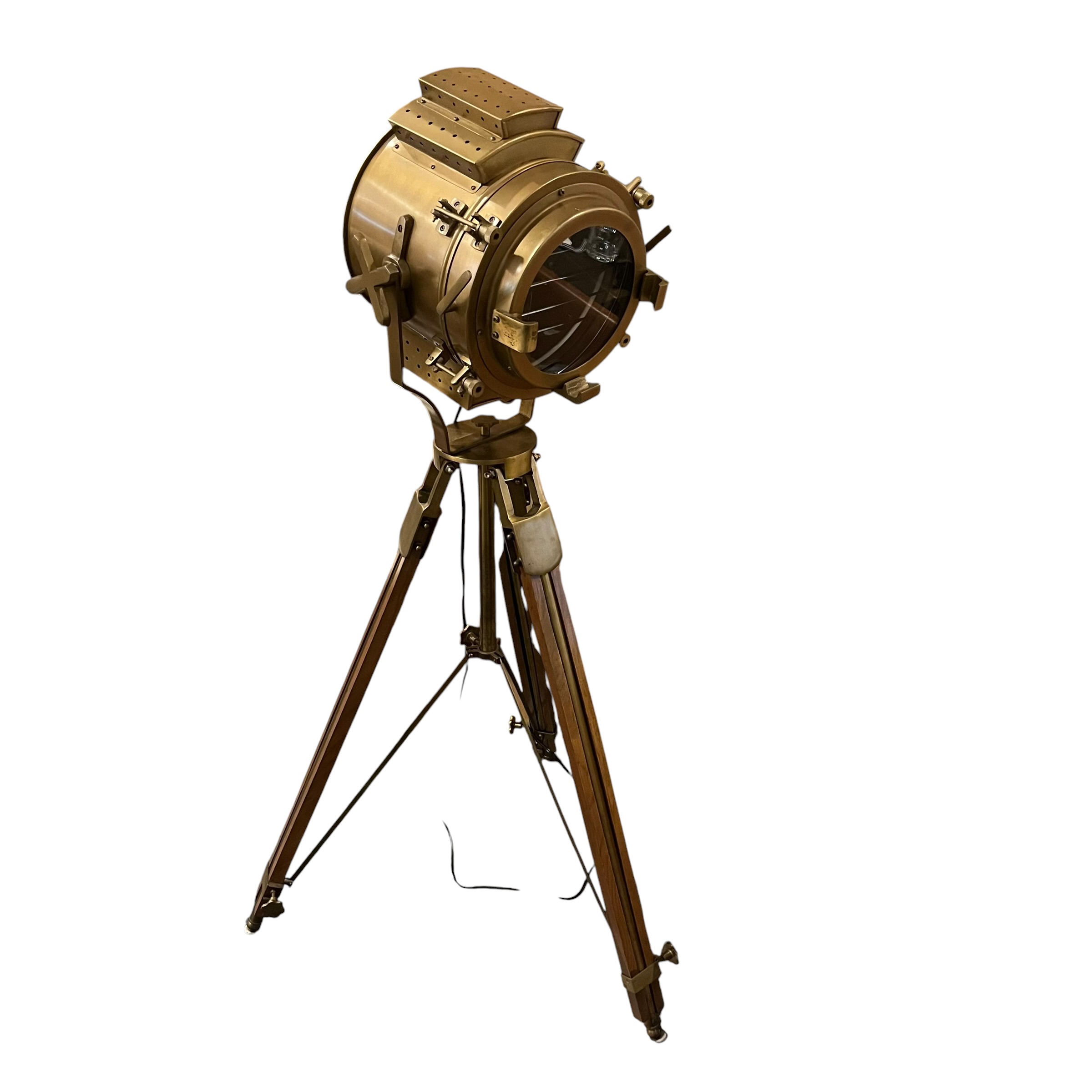 Brass Nautical Spotlight Floor Lamp - Coast Consignment - image 1