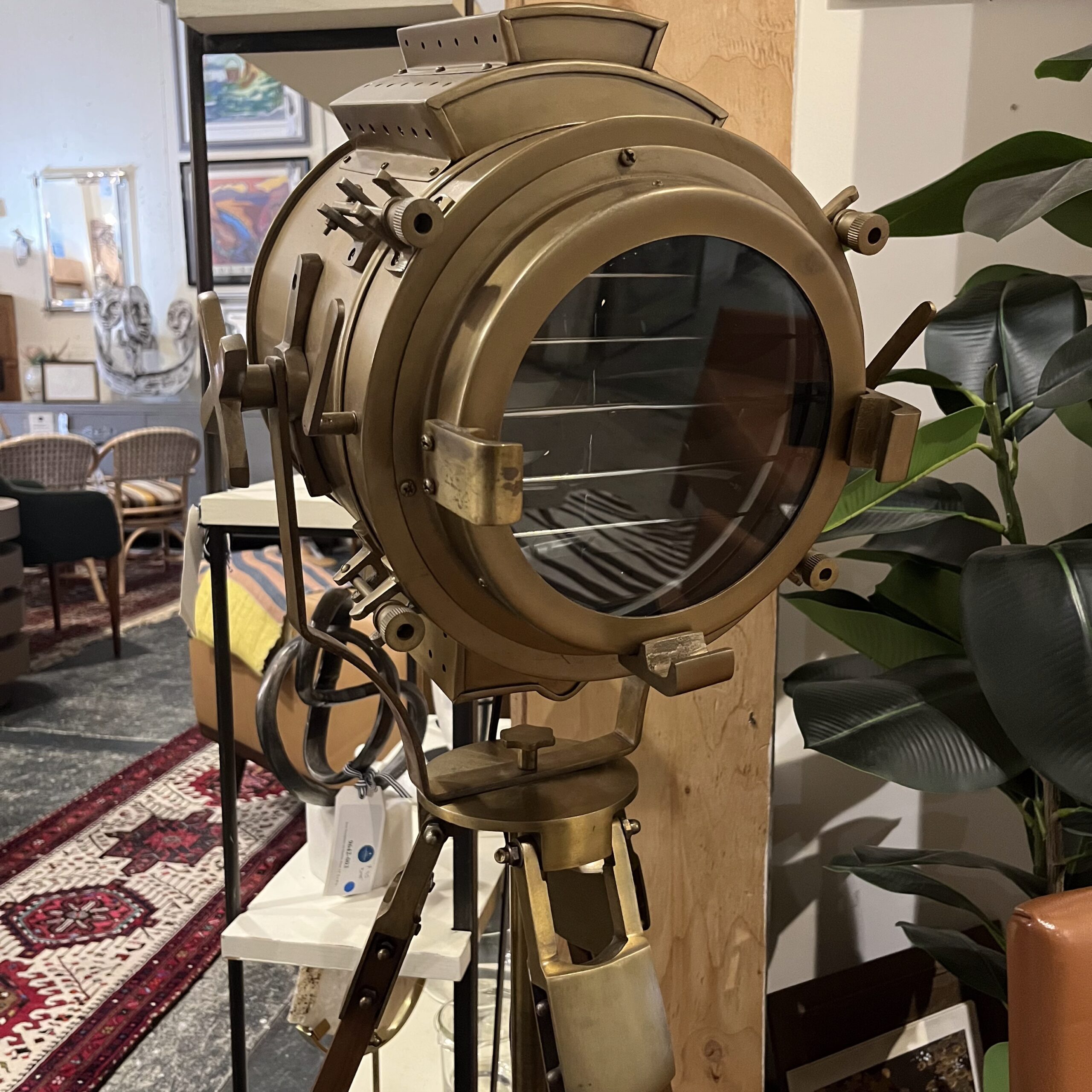 Brass Nautical Spotlight Floor Lamp - Coast Consignment