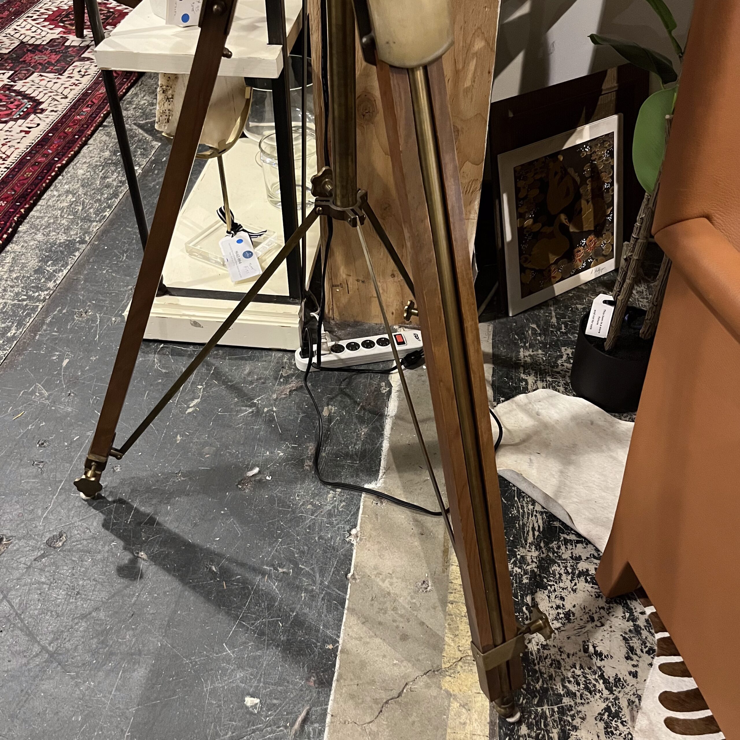 Brass Nautical Spotlight Floor Lamp - Coast Consignment