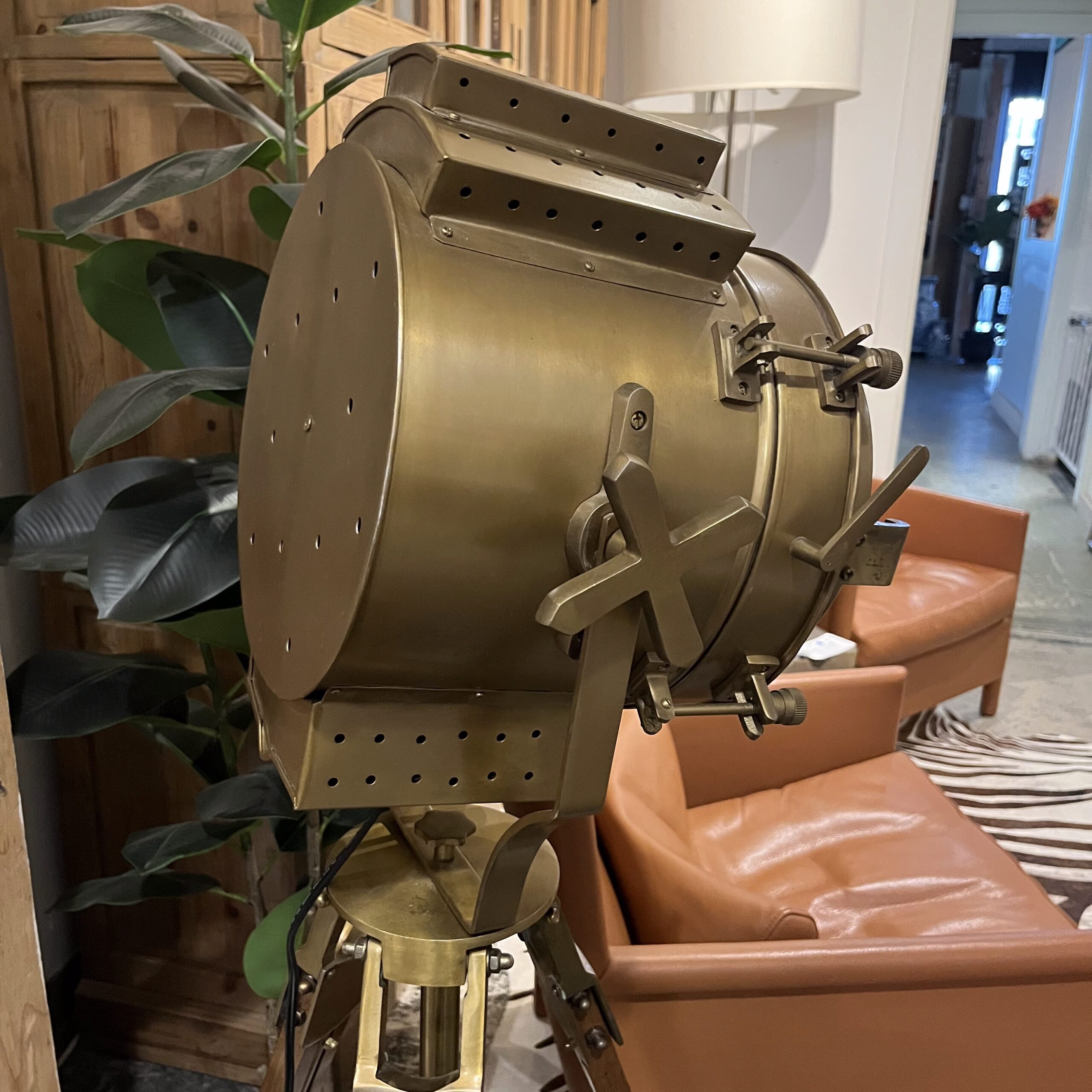 Brass Nautical Spotlight Floor Lamp - Coast Consignment