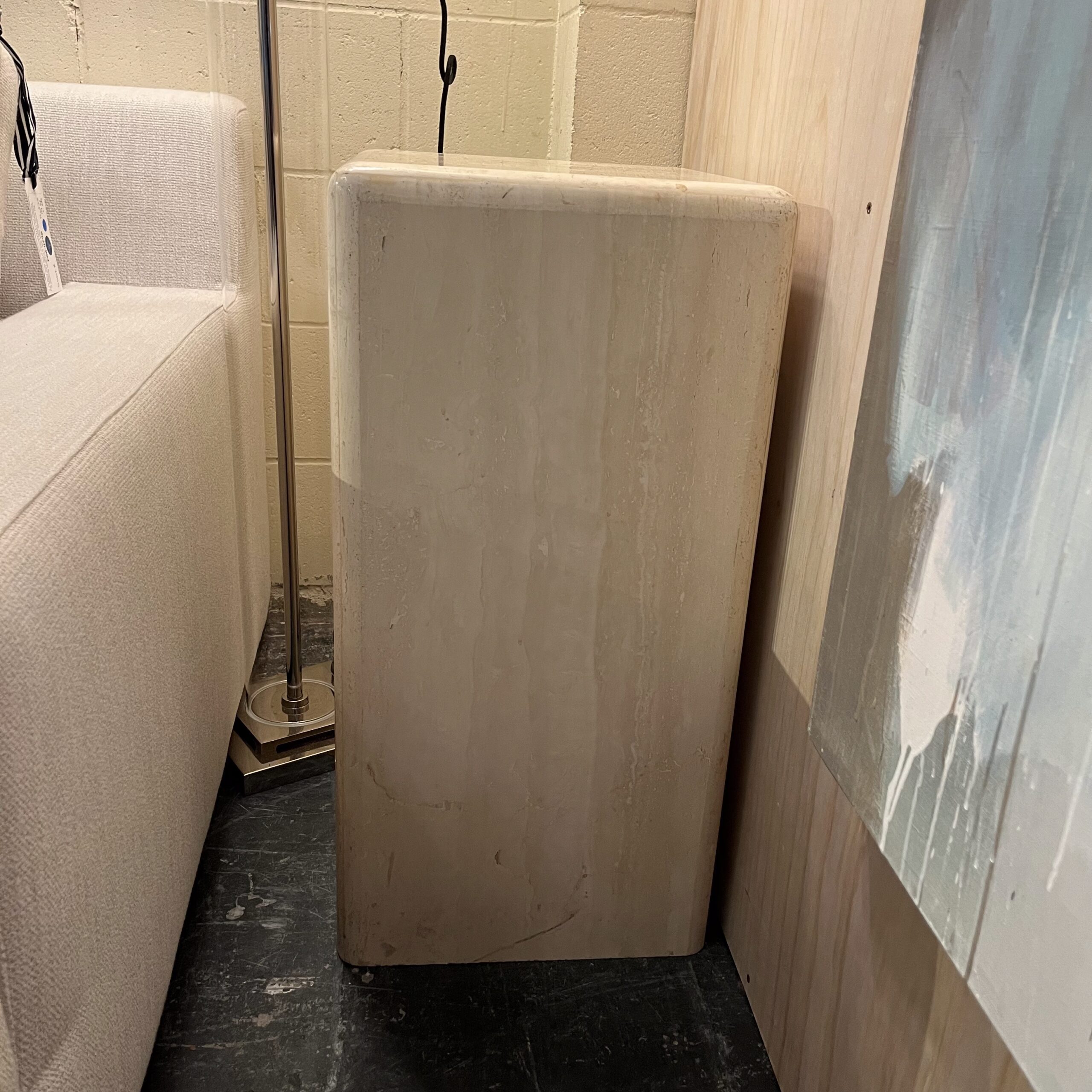 Travertine Marble Plinth - Coast Consignment