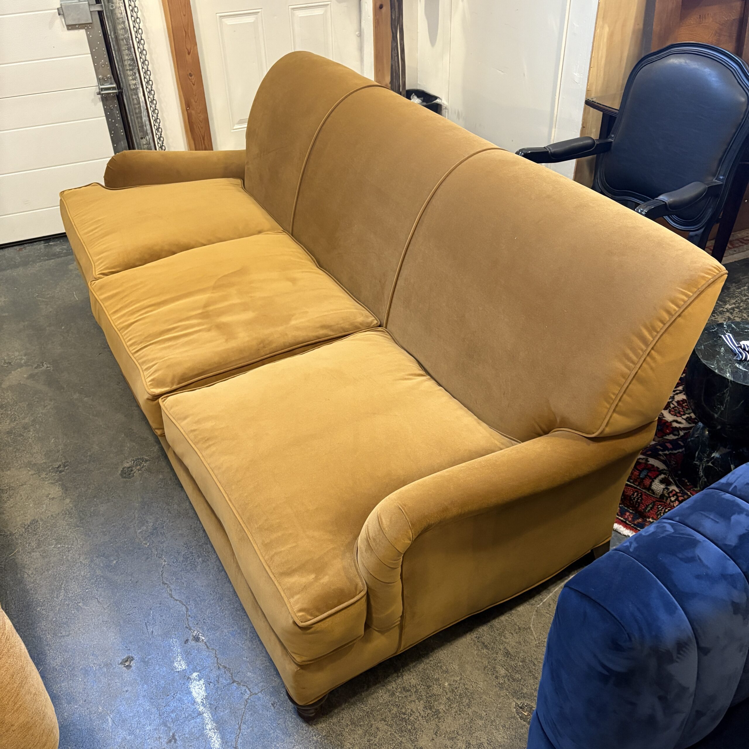 Gold Velvet "Charles of London Arm" Sofa - Coast Consignment