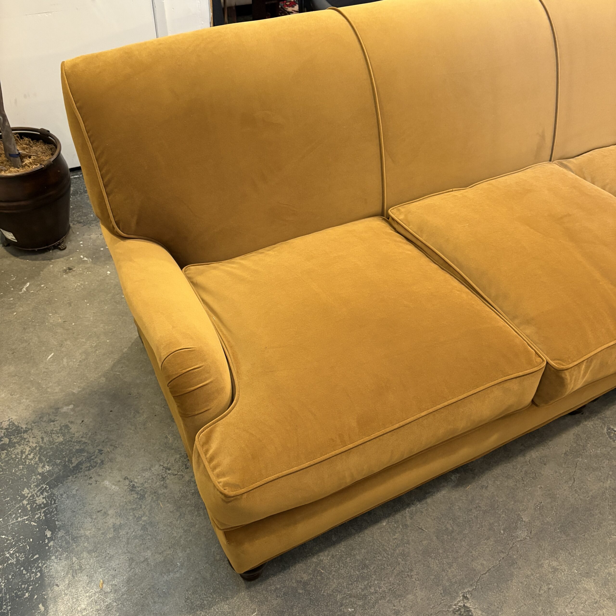 Gold Velvet "Charles of London Arm" Sofa - Coast Consignment