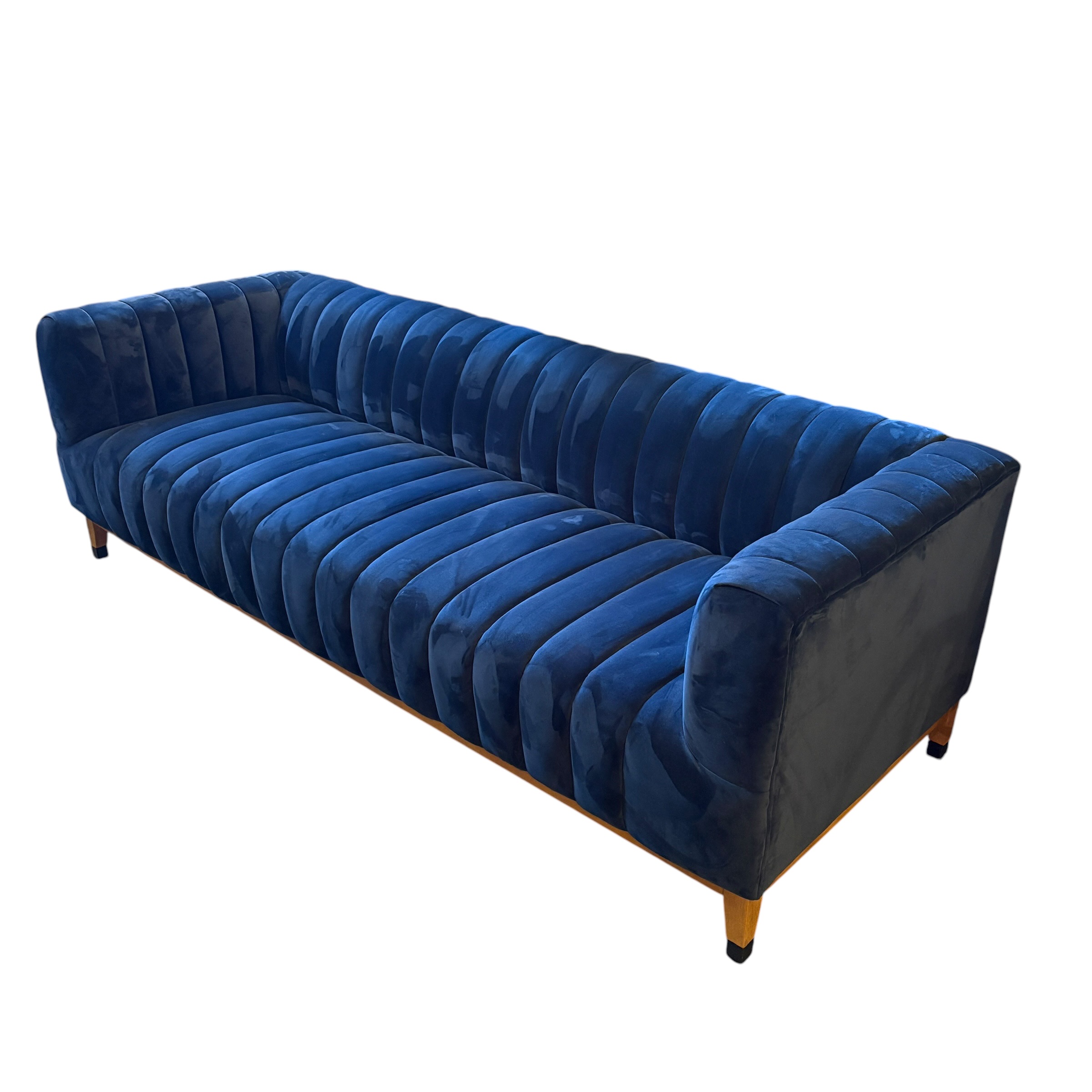 Blue Velvet Channel Back Sofa - Coast Consignment - image 1