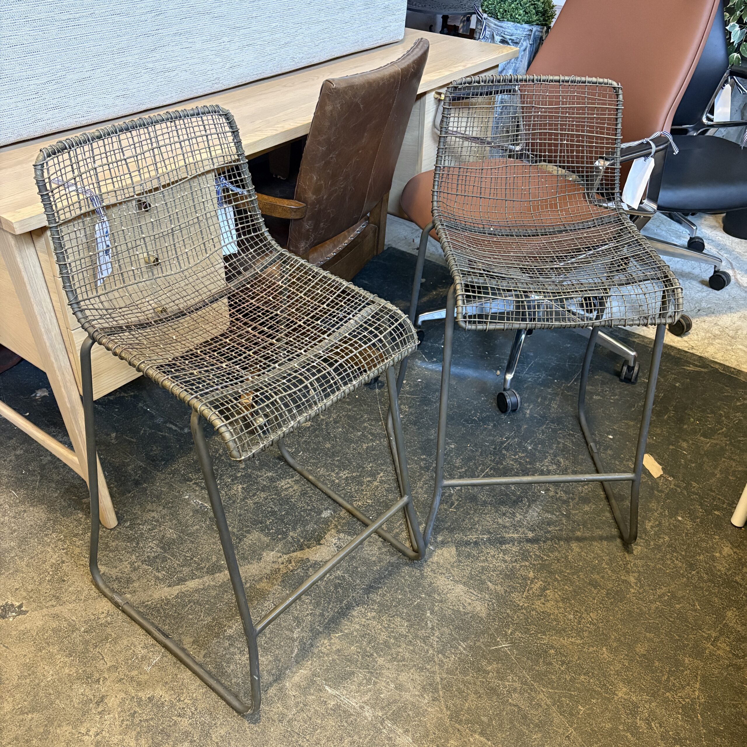 Pair of Industrial Counter Height Stools - Coast Consignment