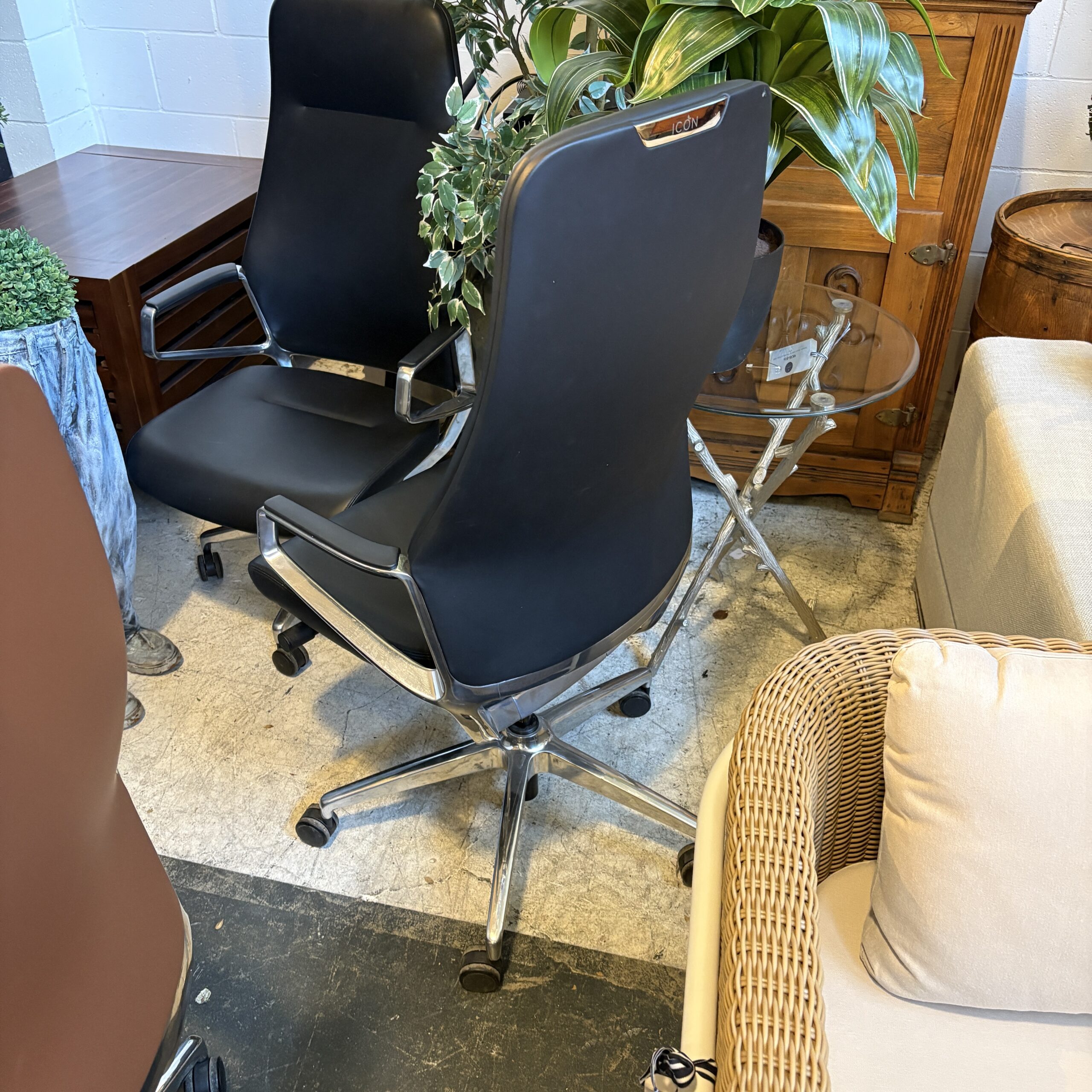 ICON L2 Executive Black Leather Office Chair - Coast Consignment