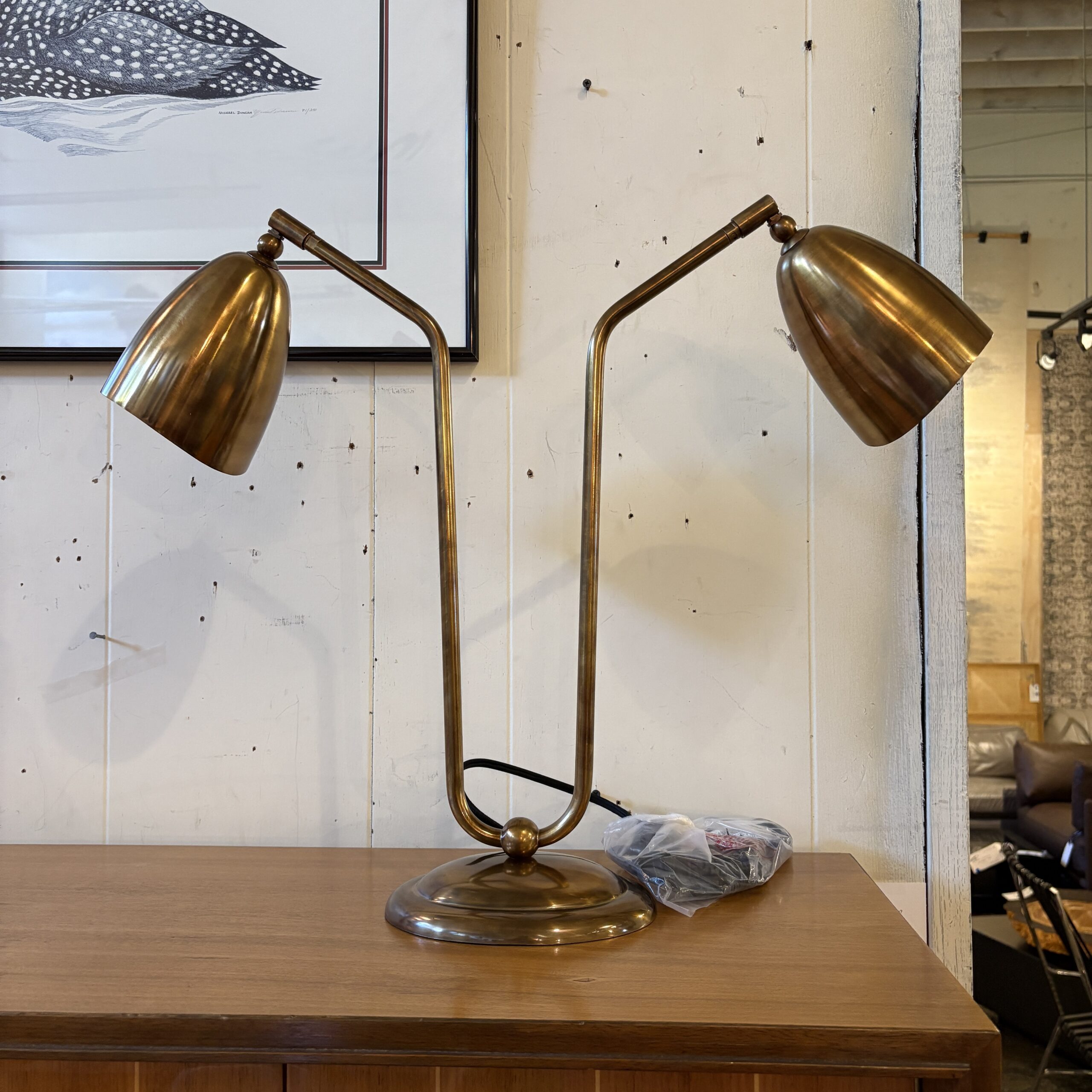 CB2 'Forna' 2-Light Aged Brass Table Lamp - Coast Consignment