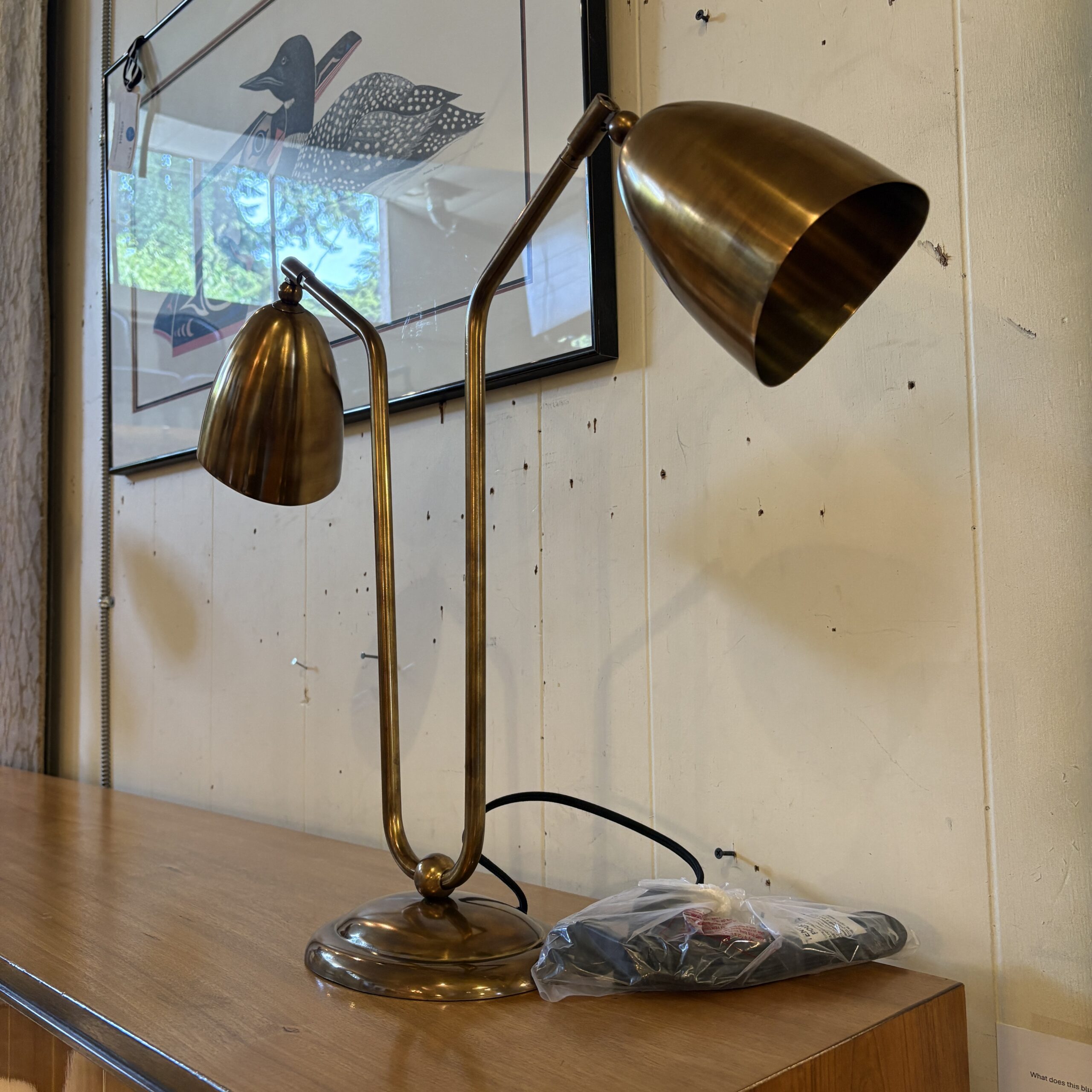 CB2 'Forna' 2-Light Aged Brass Table Lamp - Coast Consignment