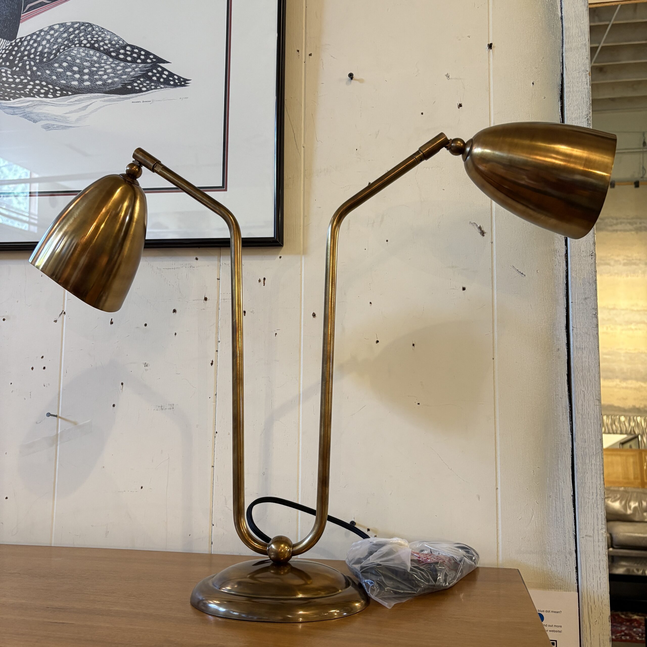 CB2 'Forna' 2-Light Aged Brass Table Lamp - Coast Consignment