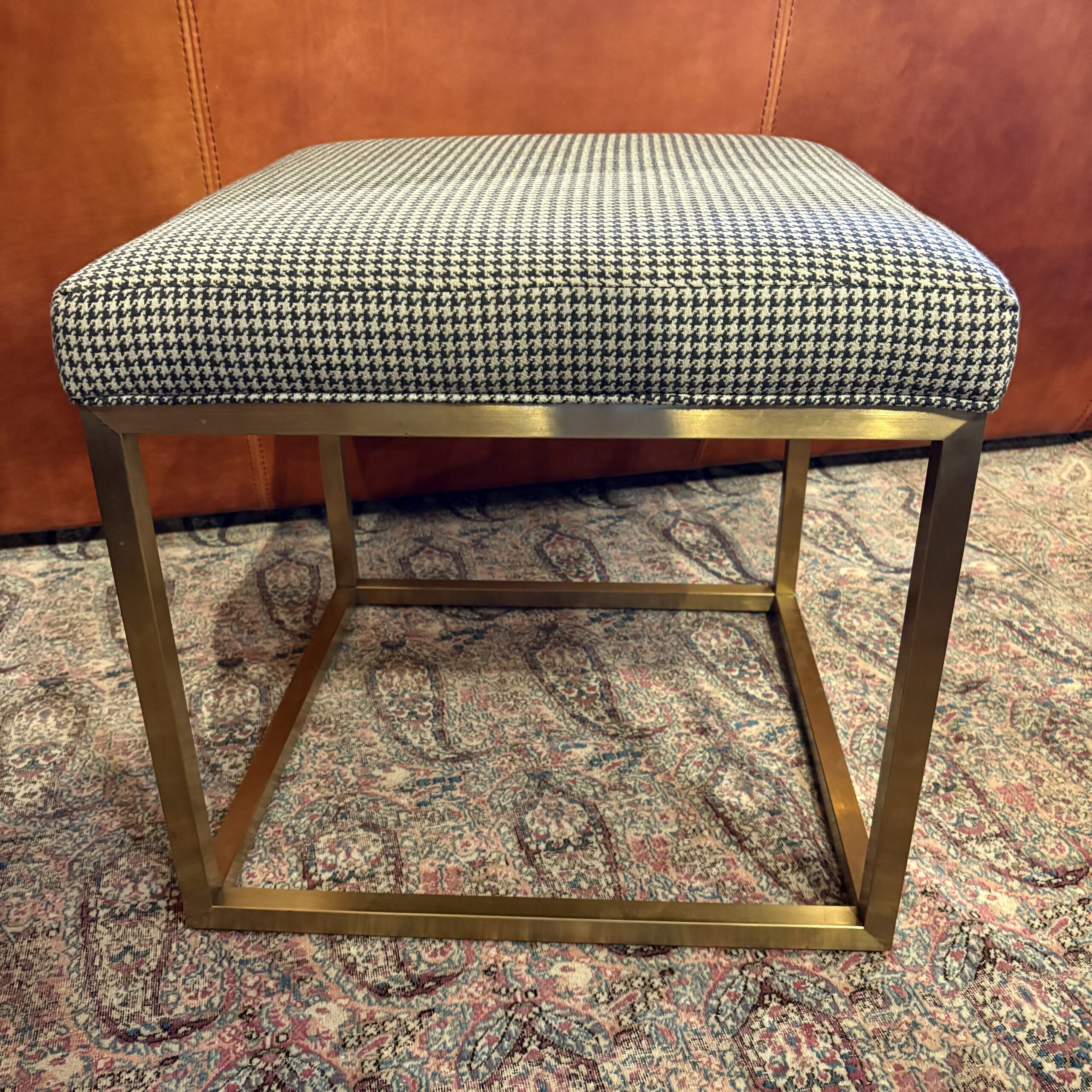 Houndstooth Ottoman - Coast Consignment