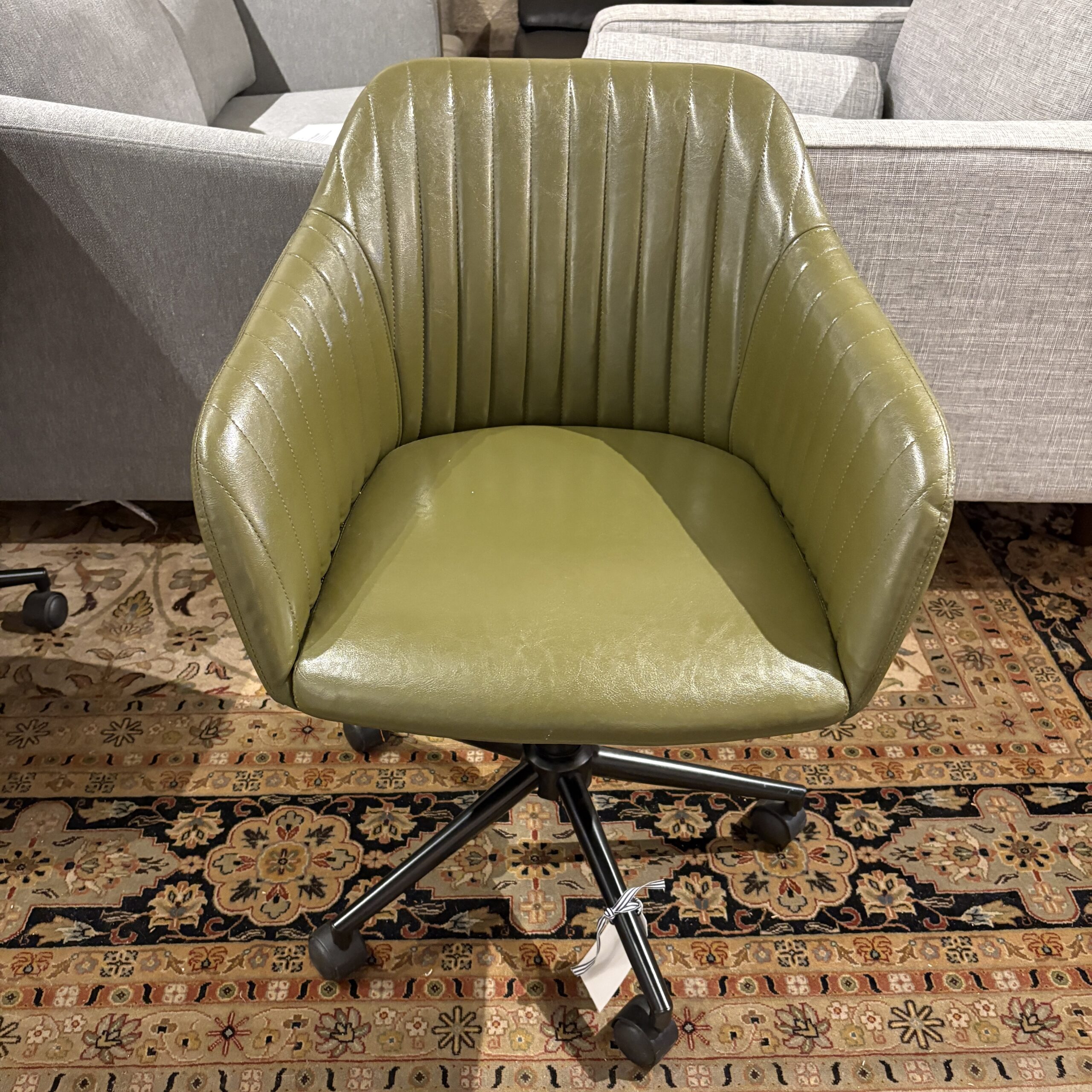 Olive Green Faux Leather Office Chair - Coast Consignment