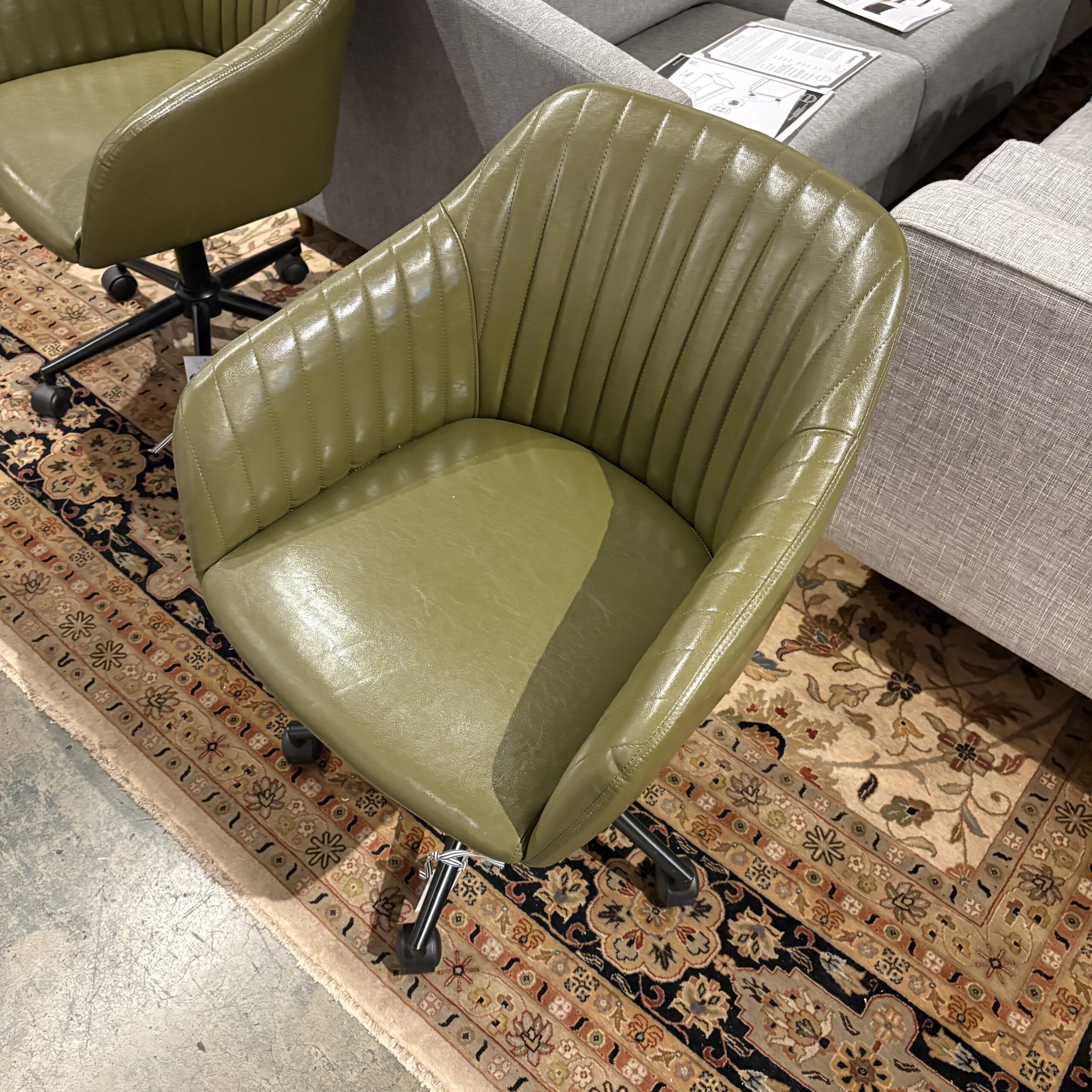 Olive Green Faux Leather Office Chair - Coast Consignment