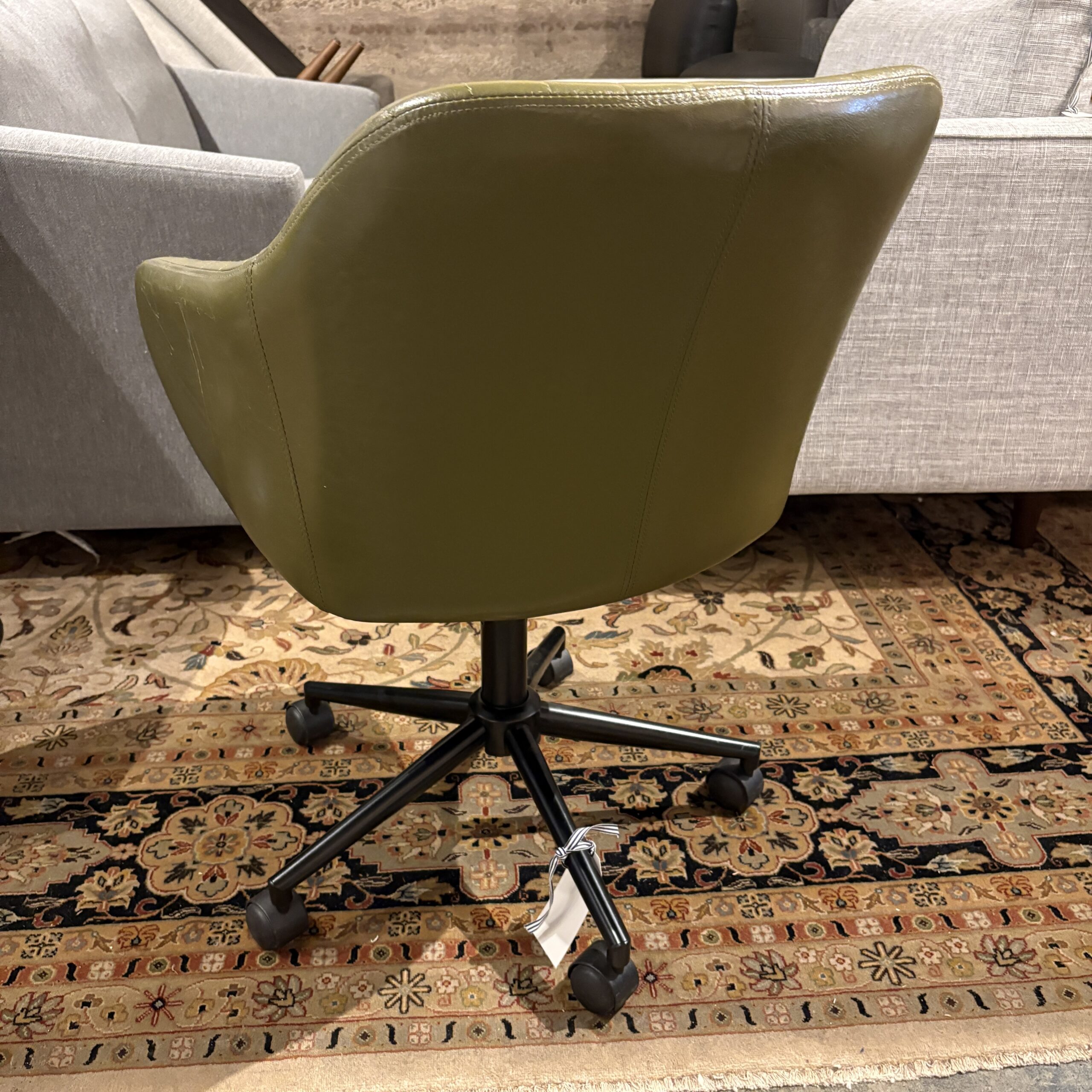 Olive Green Faux Leather Office Chair - Coast Consignment