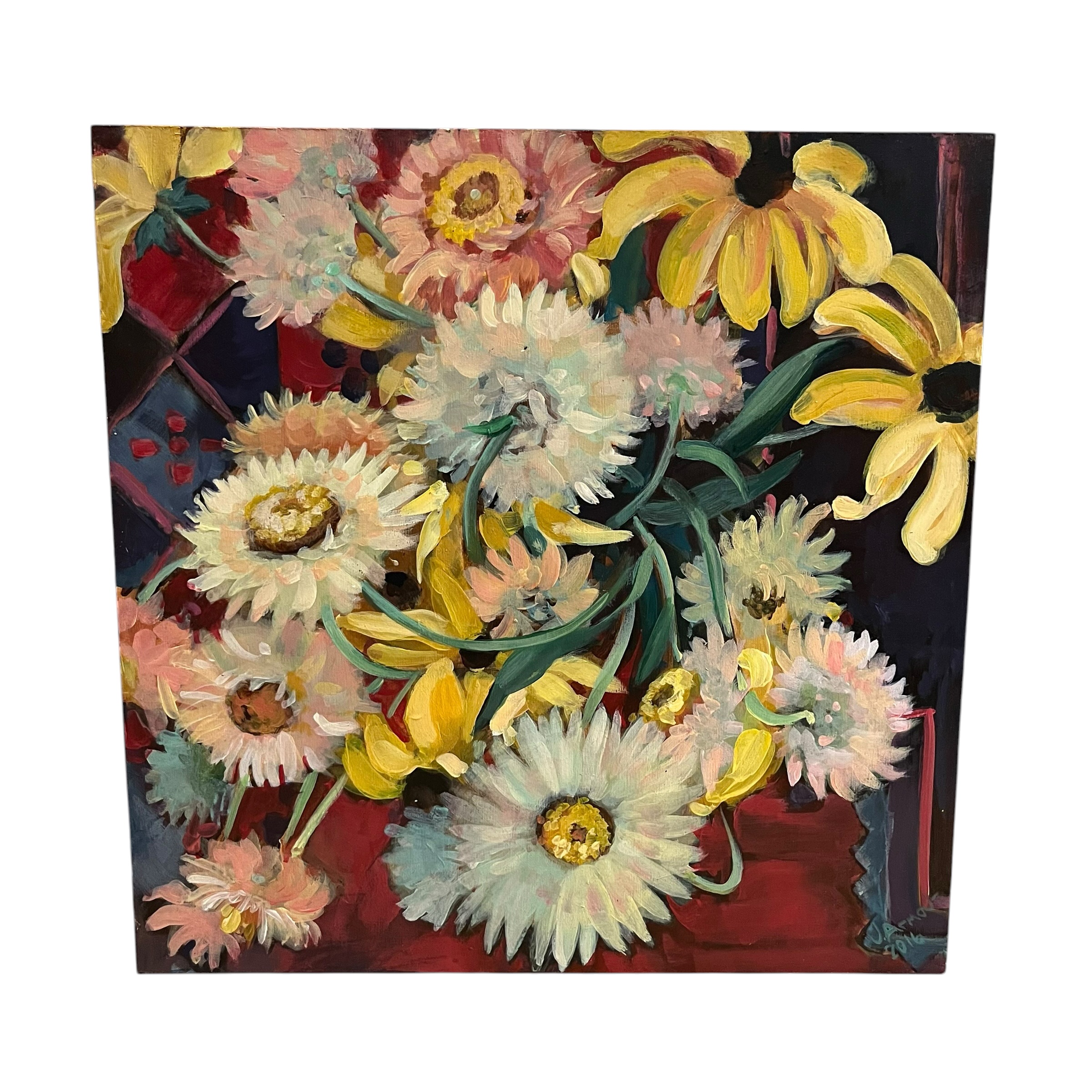 Joann Armour "Strawflowers on Carpet" Original Artwork - Coast Consignment