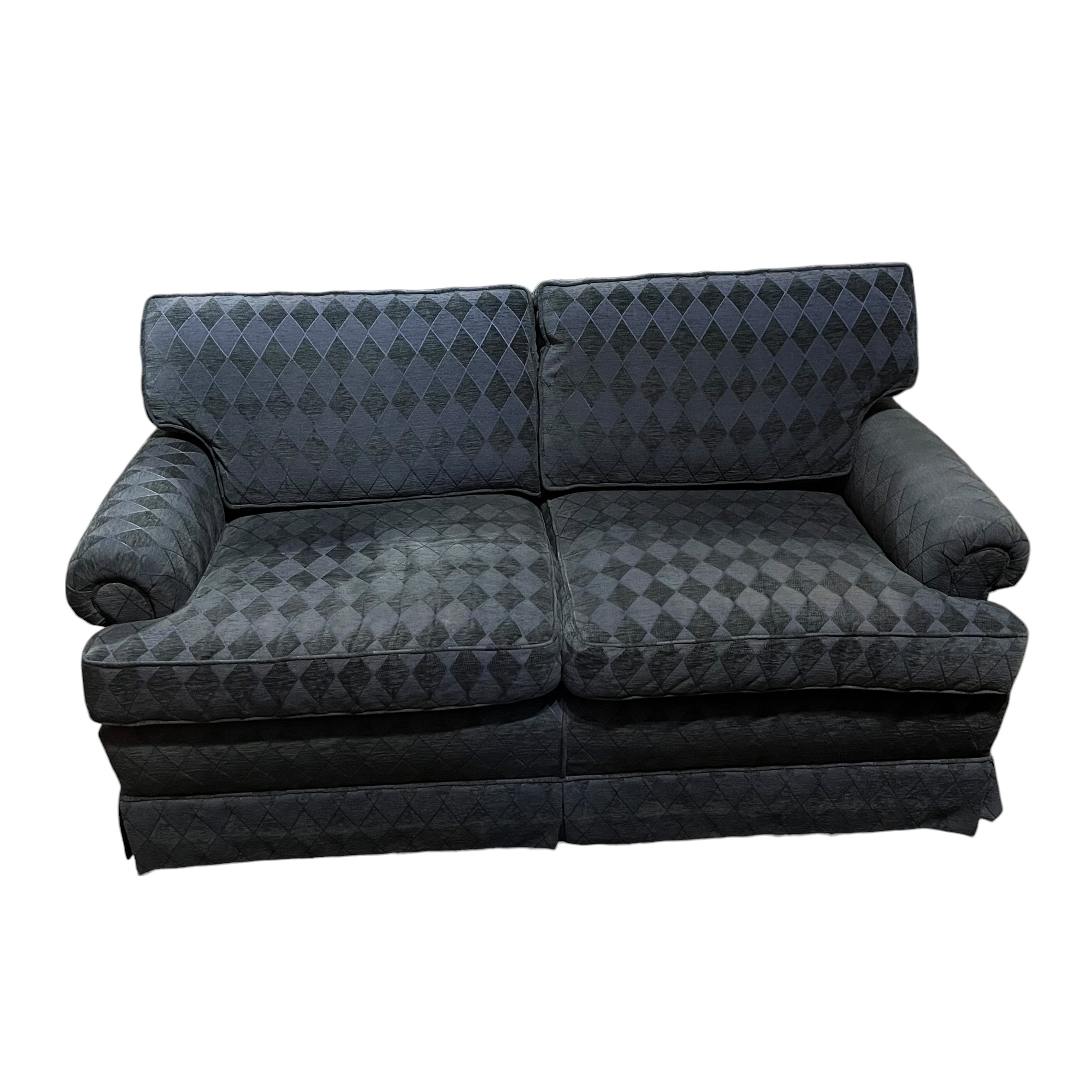 Blue Harlequin Print Loveseat - Coast Consignment - image 1