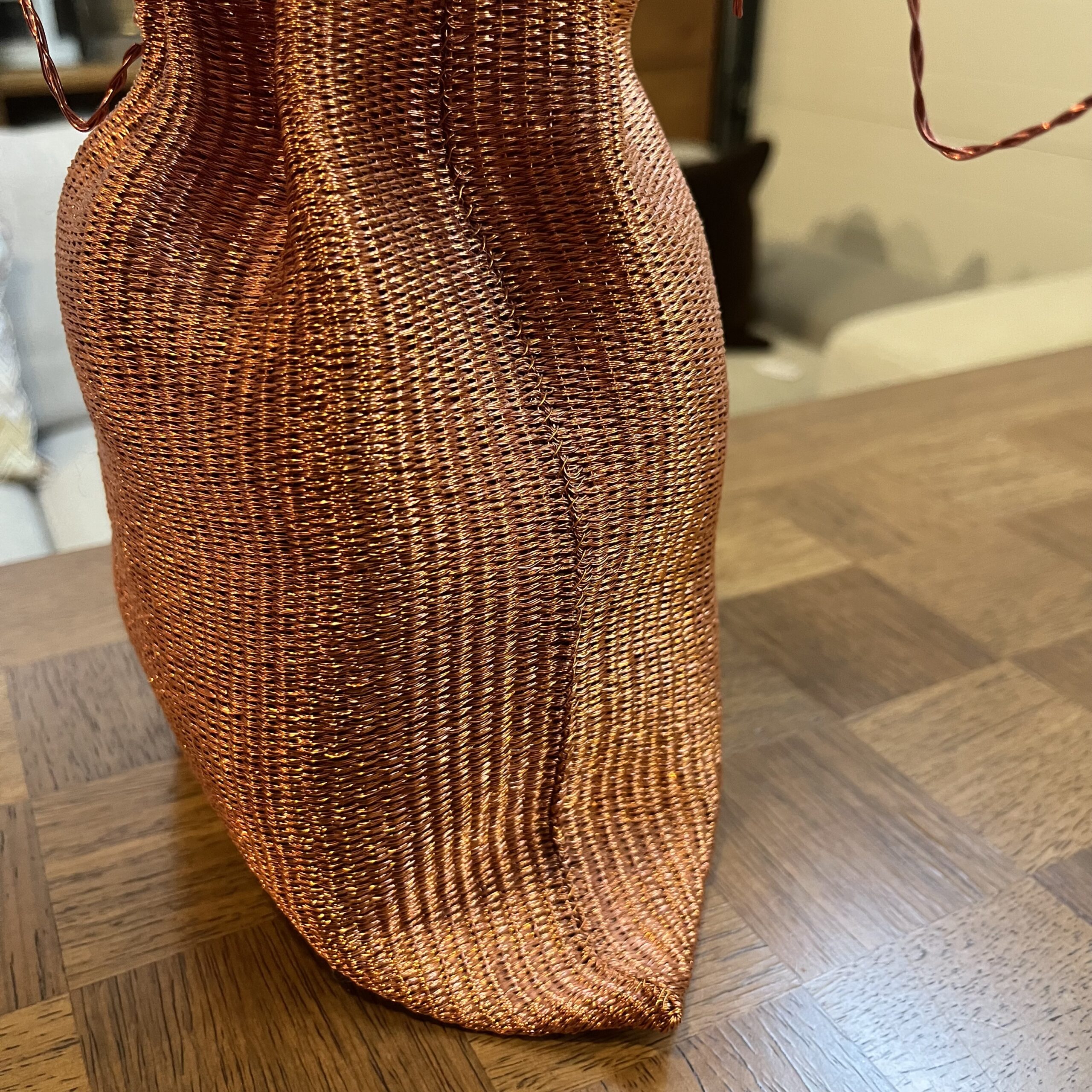 Handwoven Copper Wire Vase - Coast Consignment