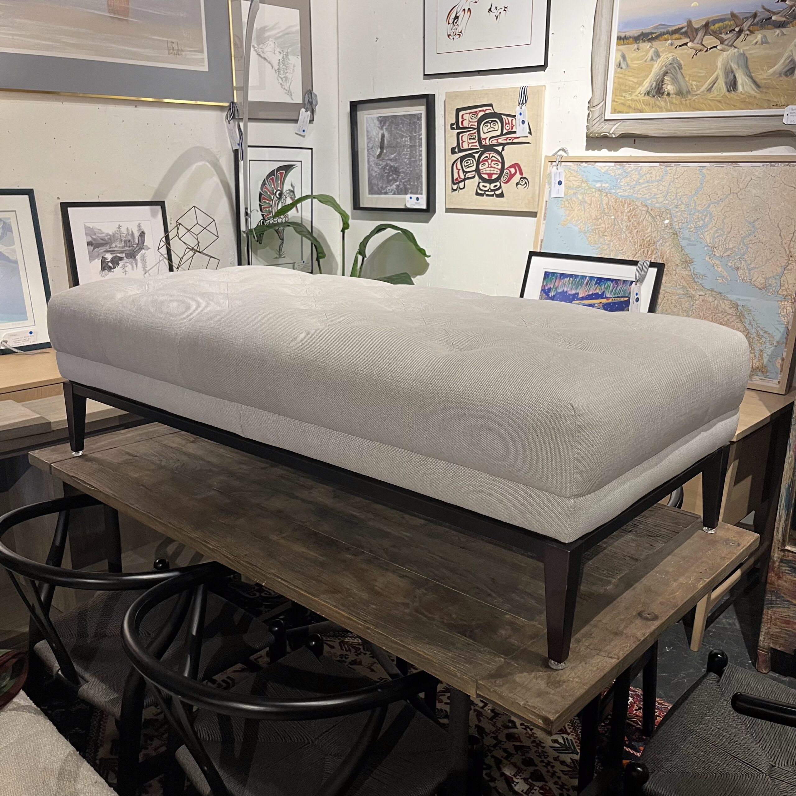 RH Cream Coloured Tufted Bench - Coast Consignment