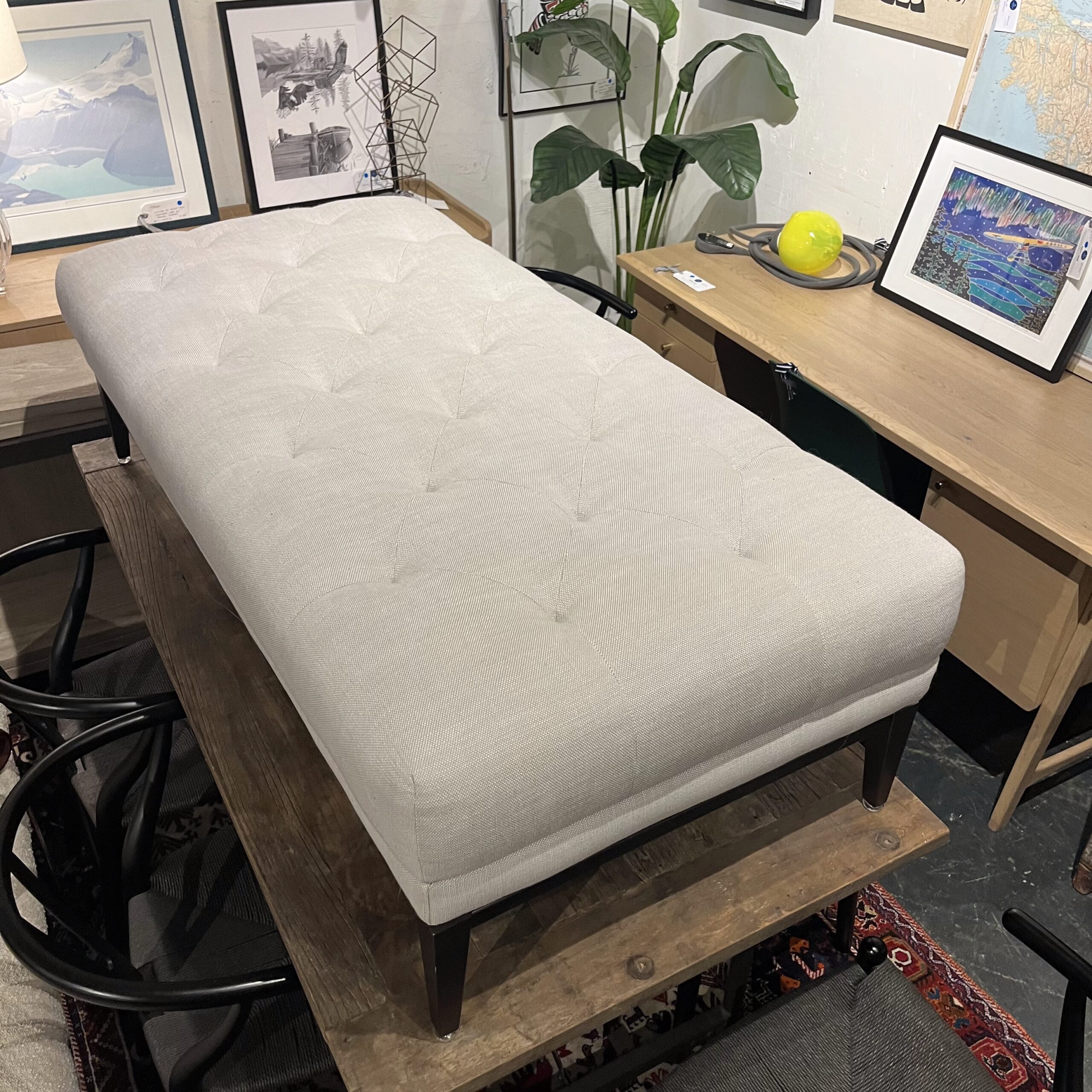 RH Cream Coloured Tufted Bench - Coast Consignment