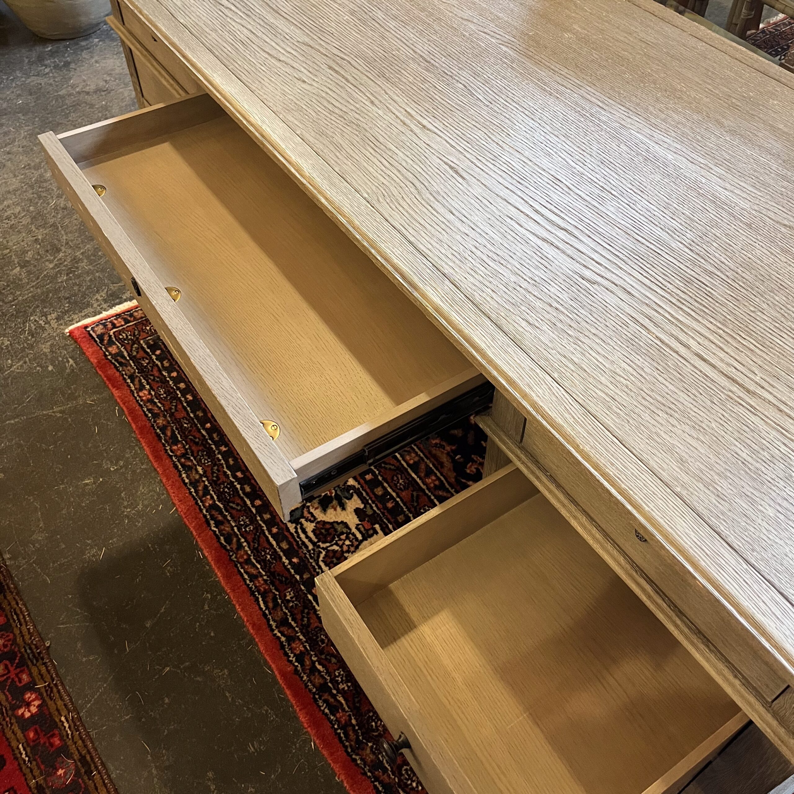 RH 'St. James' 7-Drawer Desk in Antique Grey Oak - Coast Consignment