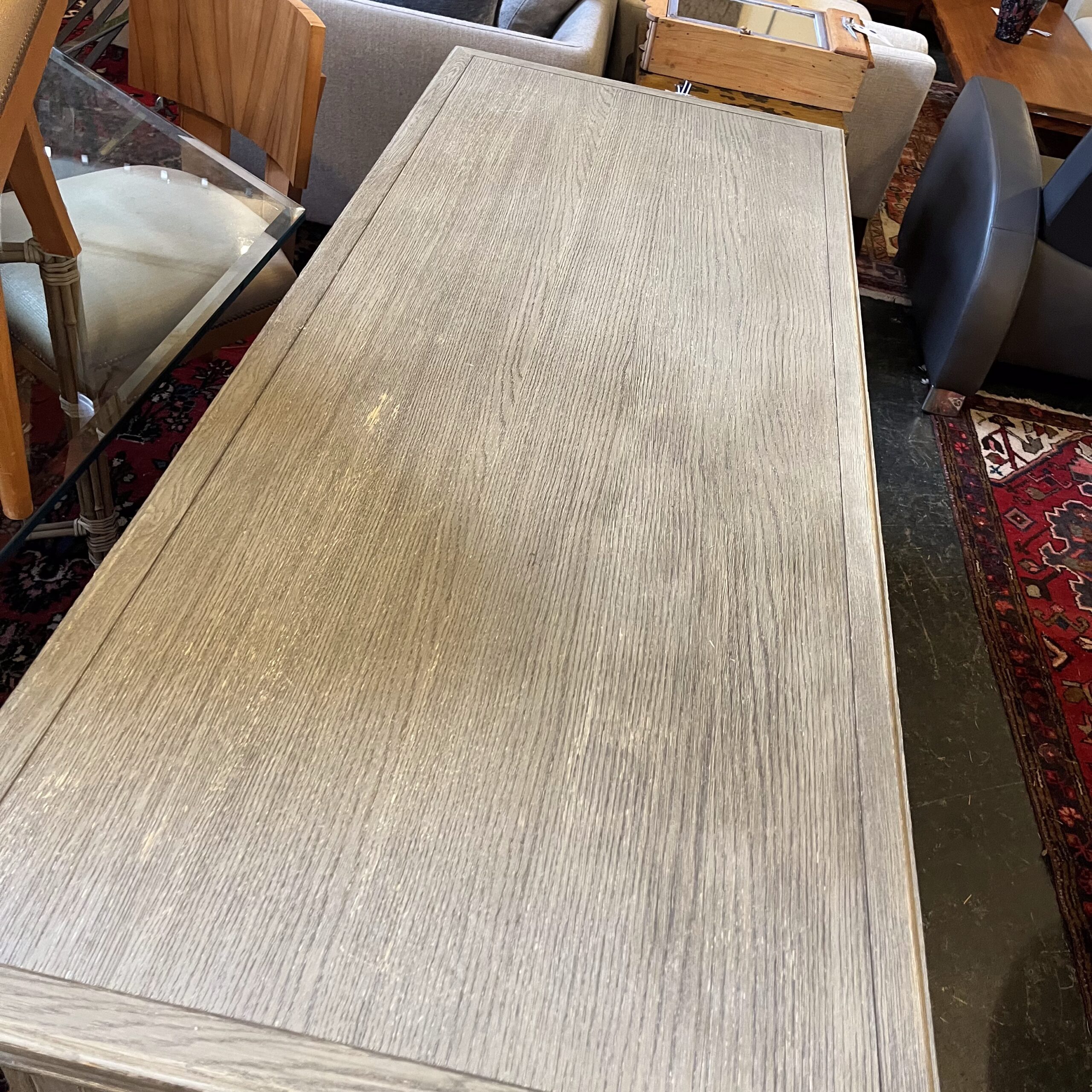 RH 'St. James' 7-Drawer Desk in Antique Grey Oak - Coast Consignment