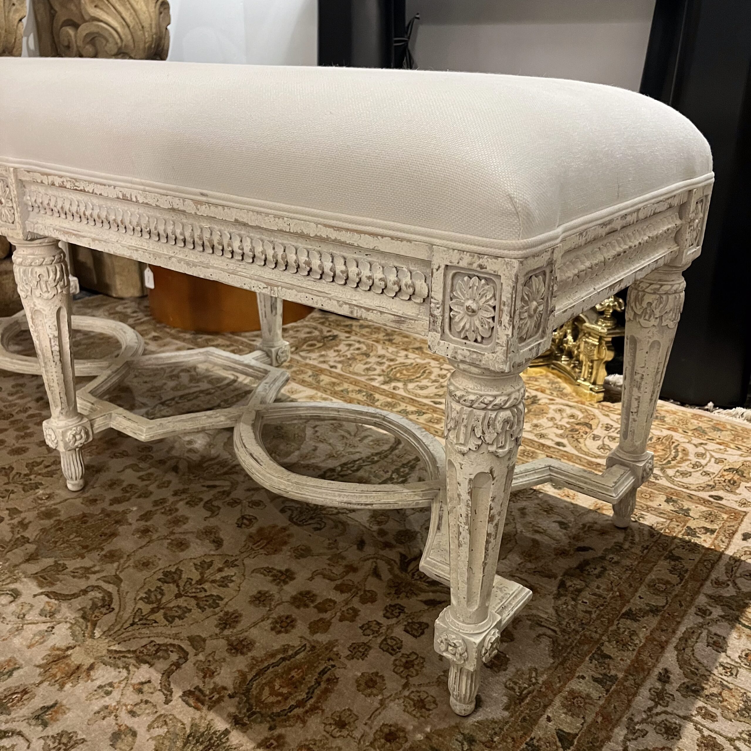 French Provincial Style Upholstered Bench - Coast Consignment
