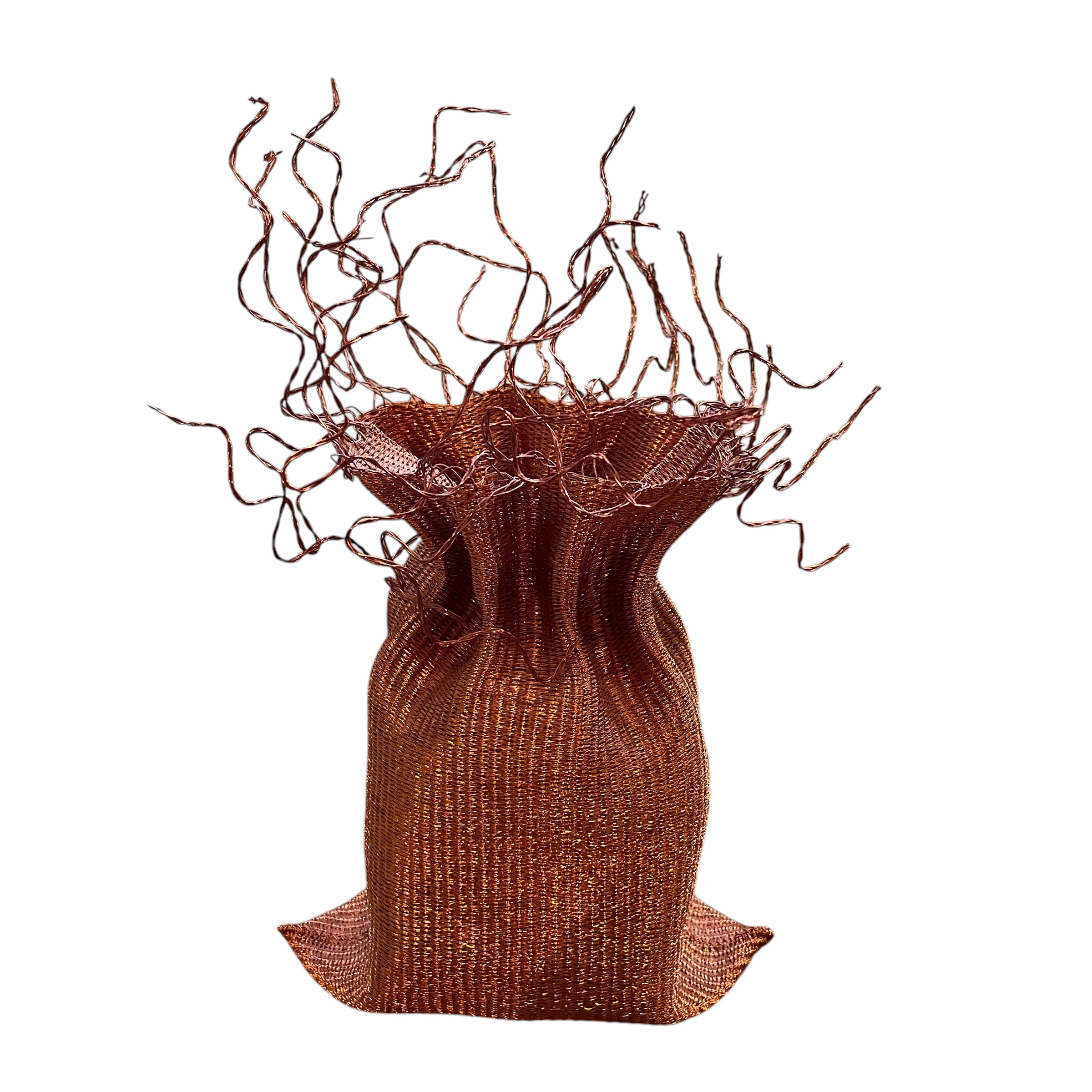 Handwoven Copper Wire Vase - Coast Consignment - image 1
