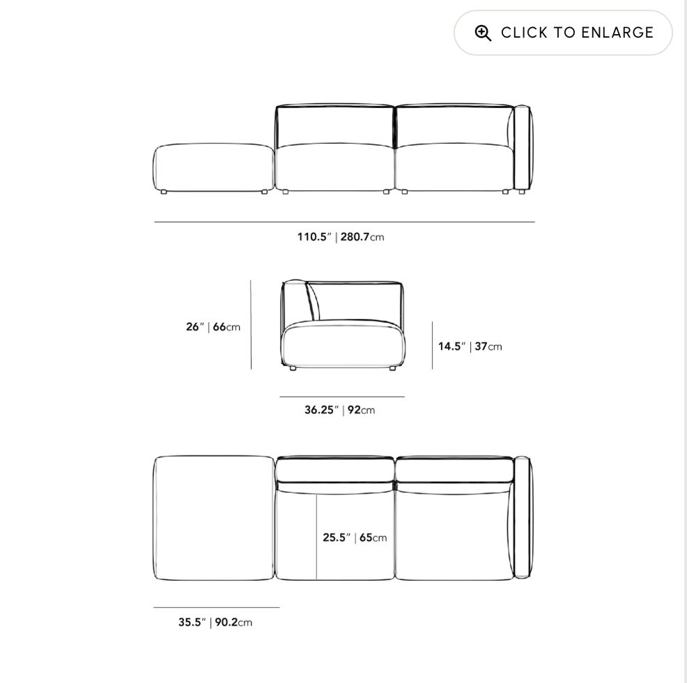 Rove Concepts 'Arya' Modular Sofa with Open Right End - Coast Consignment