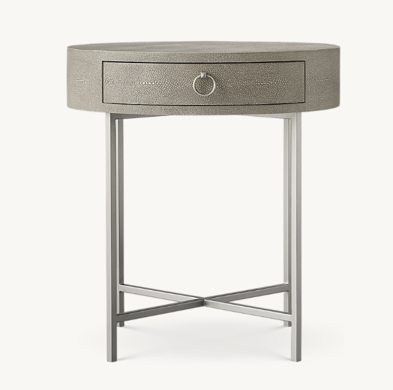 Pair of RH 'Graydon' Shagreen Round Bedside Tables - Coast Consignment - image 1
